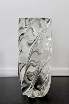 Mid-Century Modern Seguso Flavio Poli Signed Thick Murano Glass Vase 1970s Italy