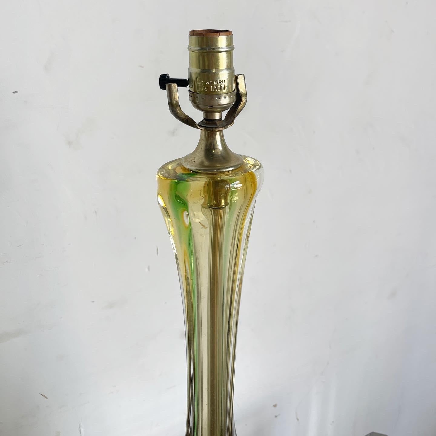 Mid Century Modern Seguso Murano Glass Table Lamp In Good Condition For Sale In Delray Beach, FL