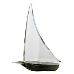 Mid-Century Modern Seguso Vetri D'arte Glass Sailboat Table Sculpture Italian