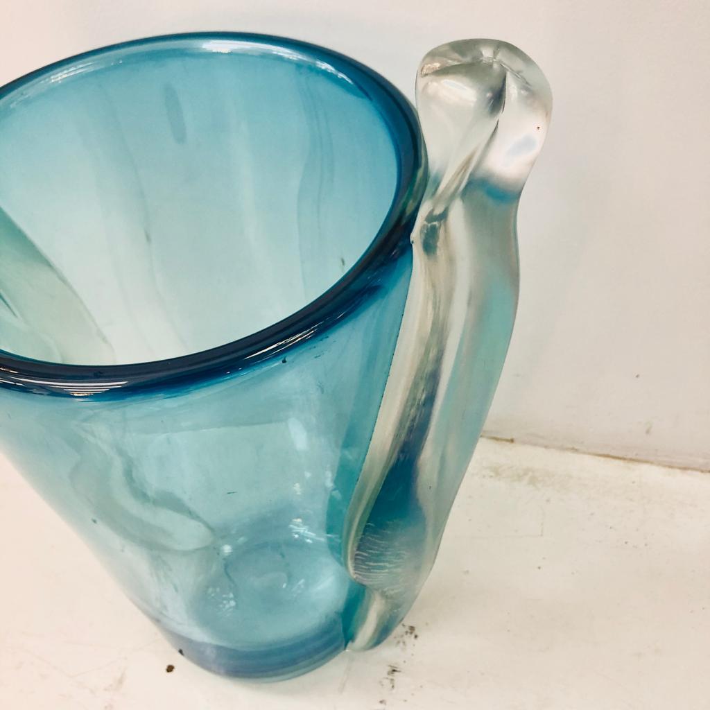 Mid-Century Modern Seguso Vetri d'Arte Blue Italian Murano Glass Vase, 1960 6
