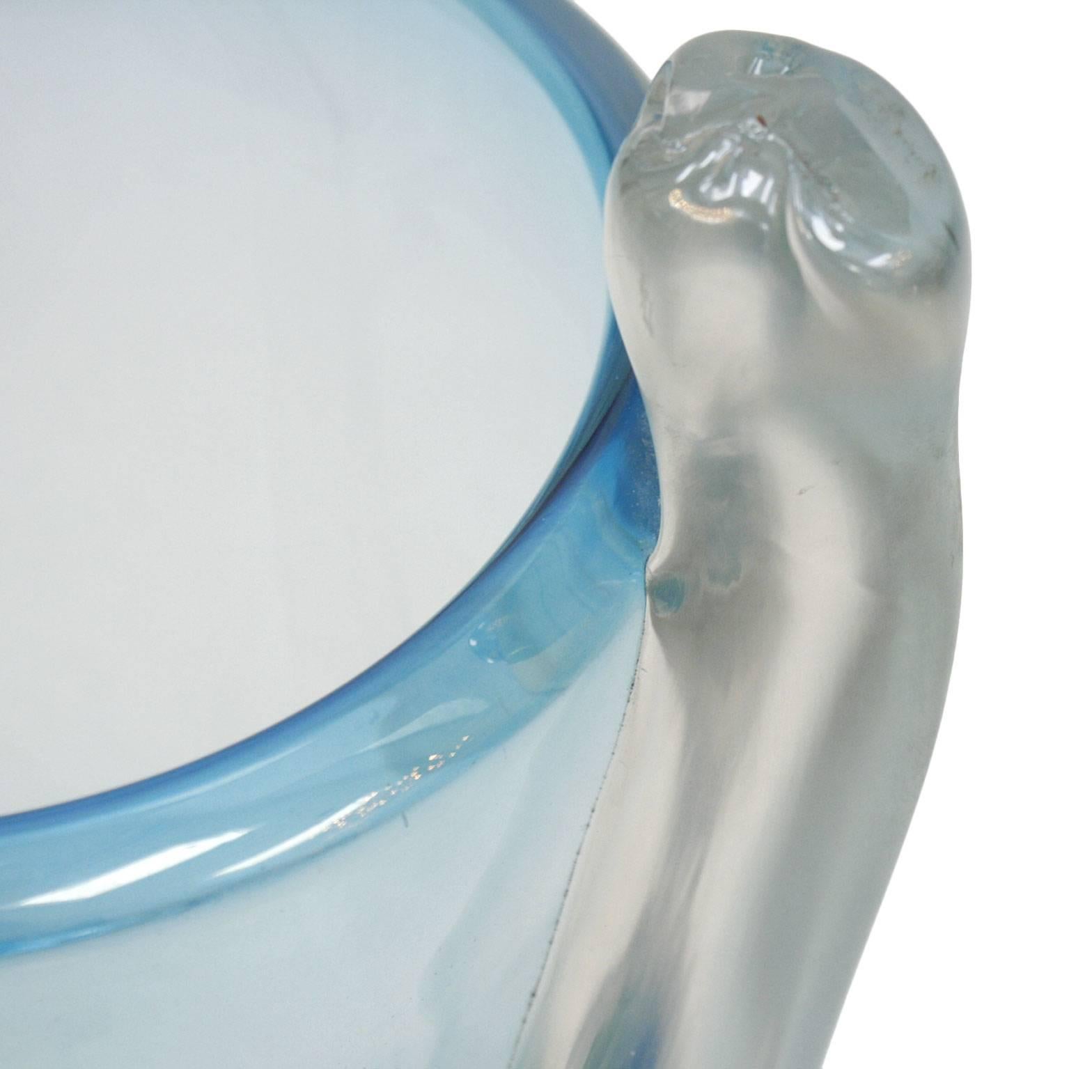 Mid-Century Modern Seguso Vetri d'Arte Blue Italian Murano Glass Vase, 1960 In Good Condition In Madrid, ES