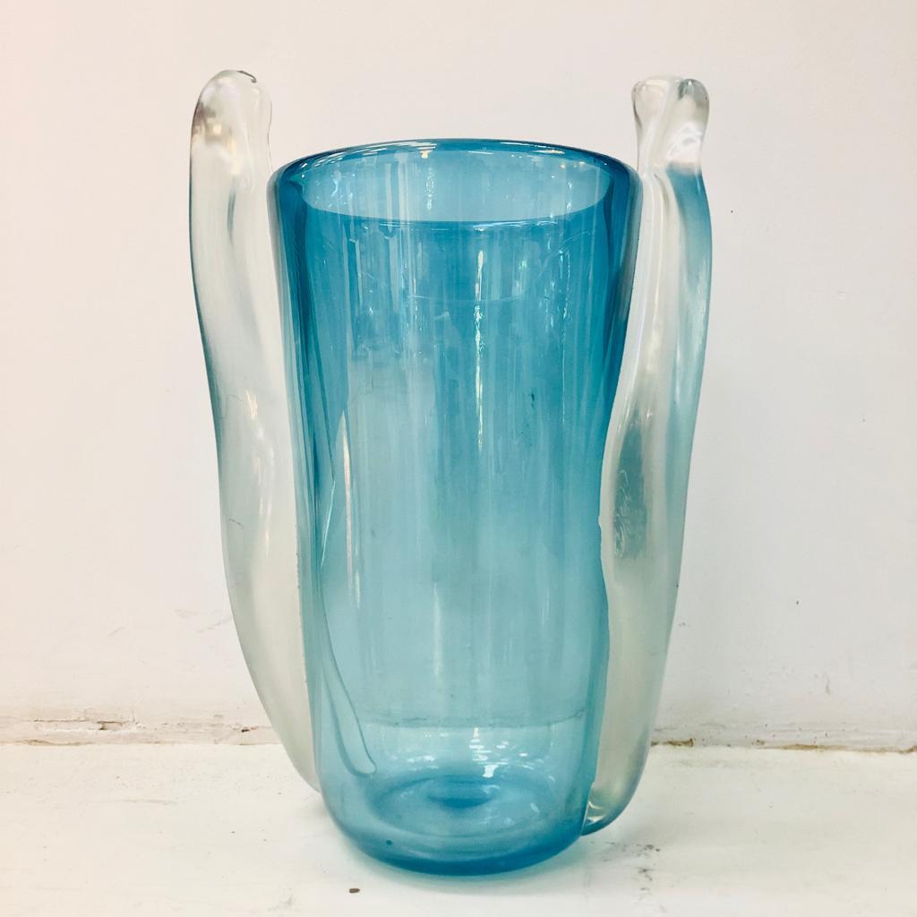 Mid-Century Modern Seguso Vetri d'Arte Blue Italian Murano Glass Vase, 1960 5