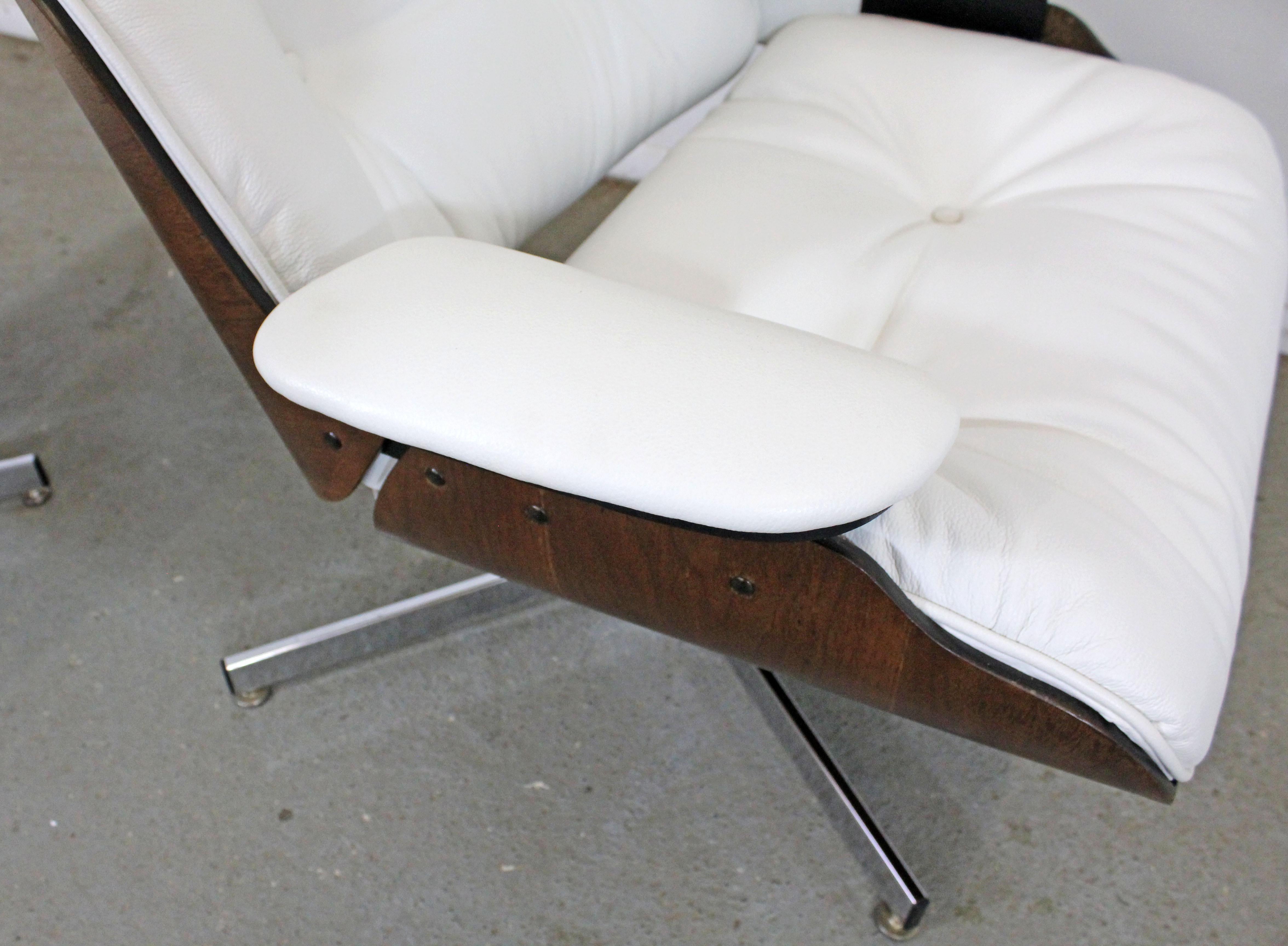 Mid-Century Modern Selig Eames Leather Lounge Chair and Ottoman 4