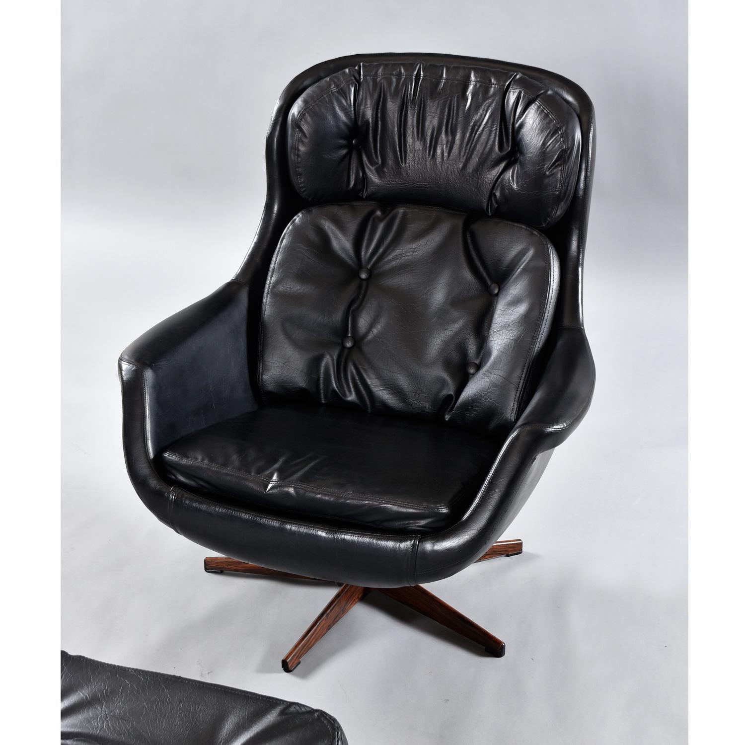 Swedish Mid-Century Modern Selig Imperial Swivel Pod Egg Chair Recliner and Ottoman