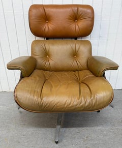 Mid-Century Modern Selig Leather Eames Chair & Ottoman