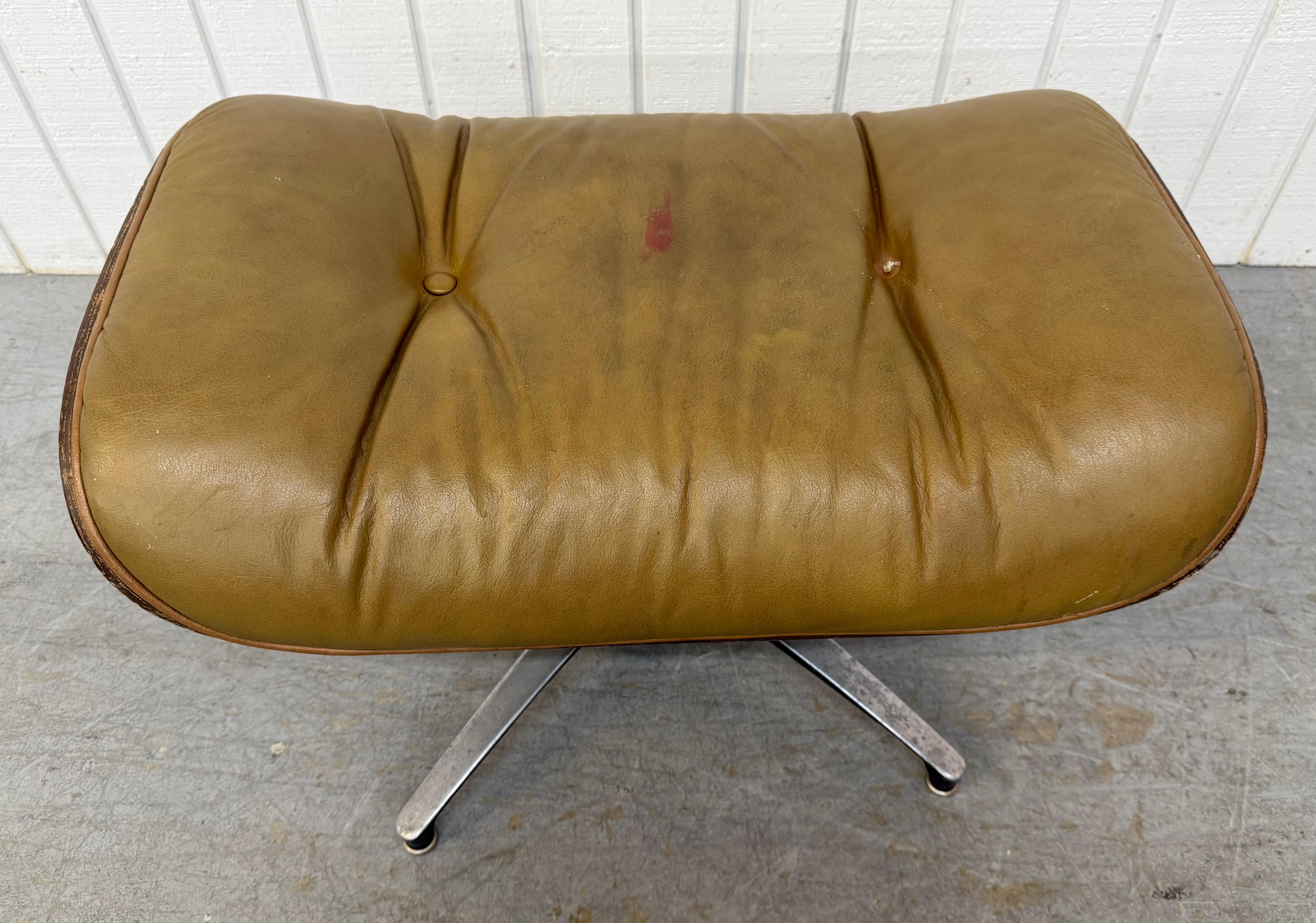 20th Century Mid-Century Modern Selig Leather Eames Chair & Ottoman