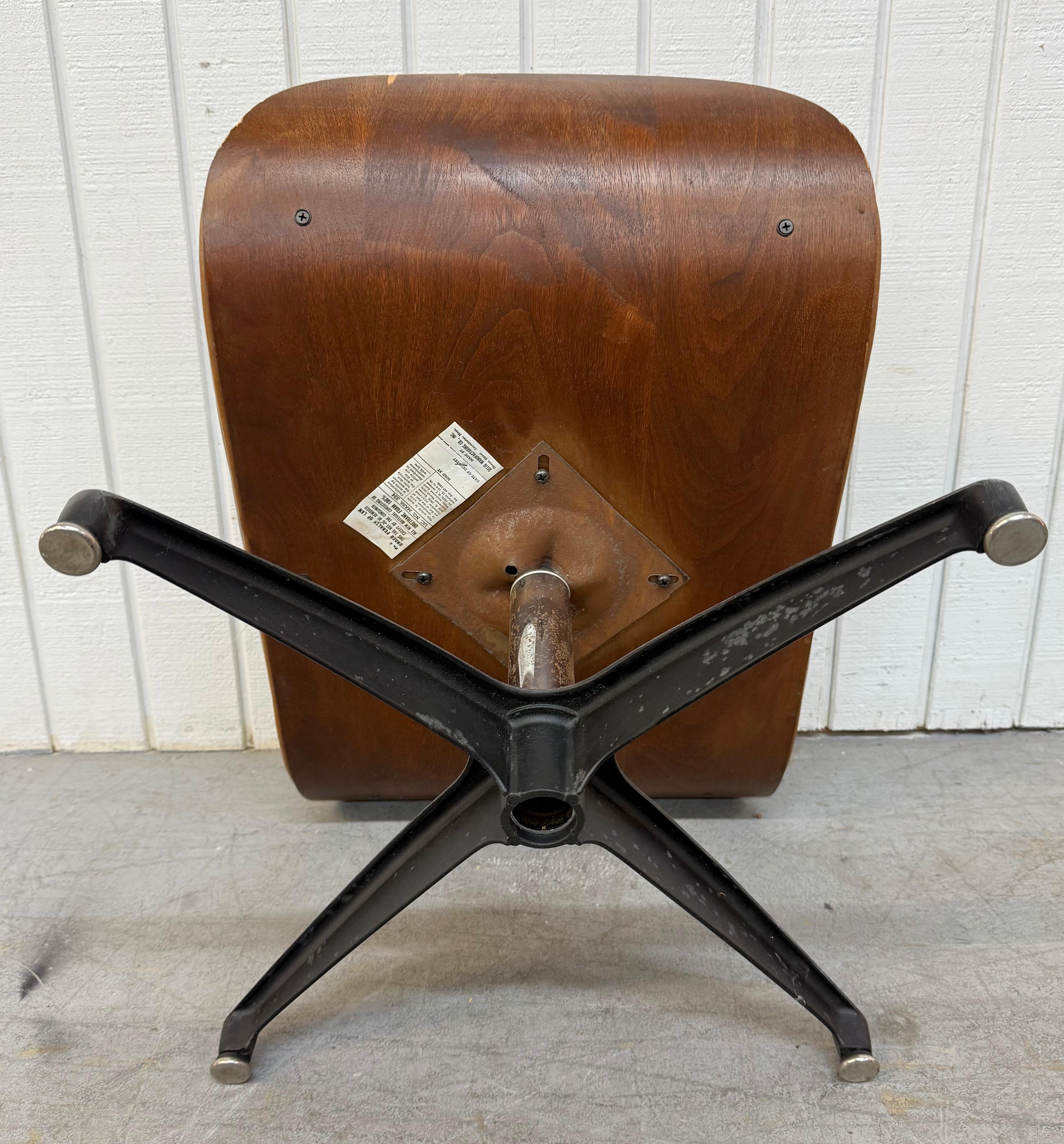 Metal Mid-Century Modern Selig Leather Eames Chair & Ottoman