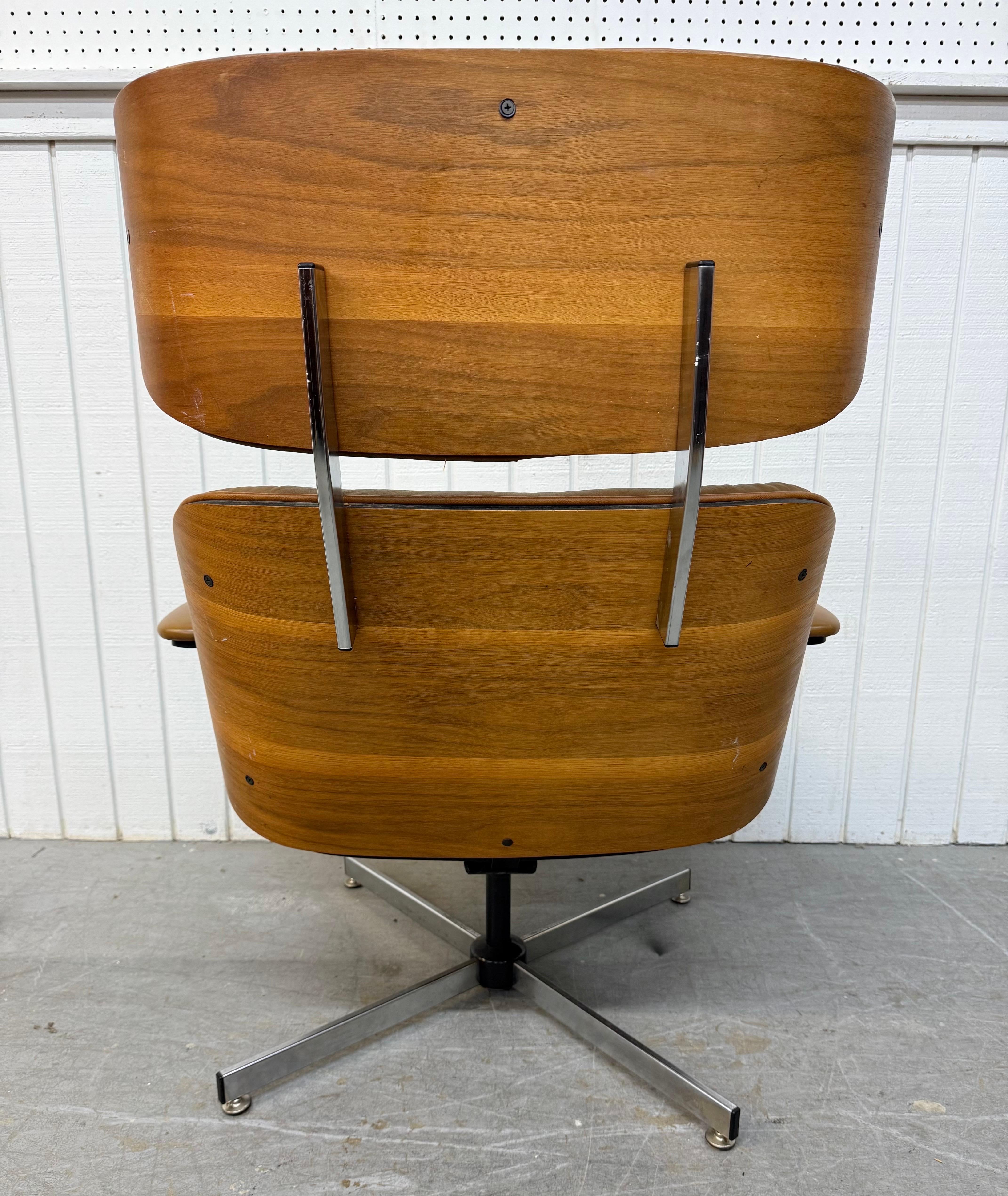 20th Century Mid-Century Modern Selig Leather Eames Lounge Chair & Ottoman For Sale