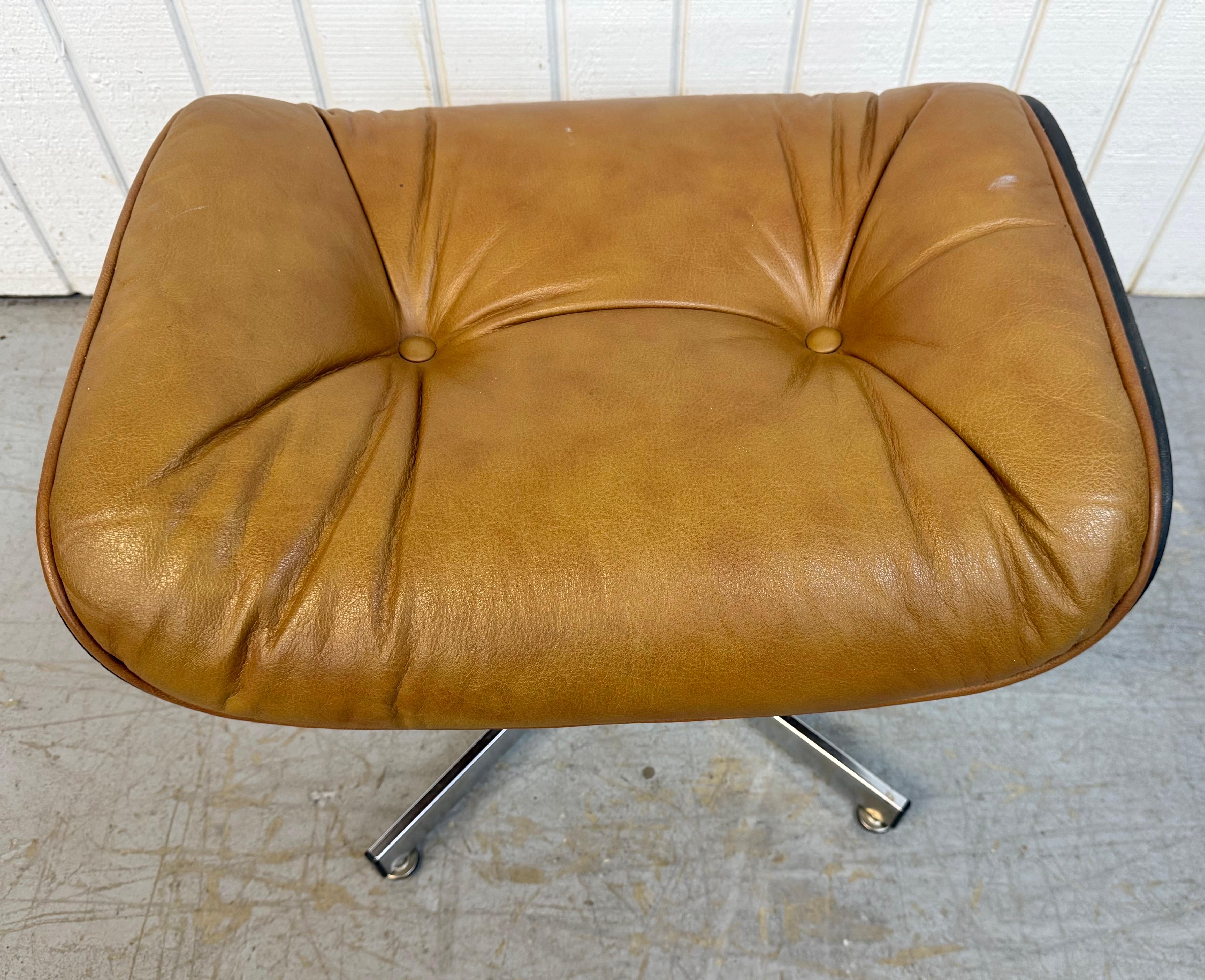 Mid-Century Modern Selig Leather Eames Lounge Chair & Ottoman For Sale 1
