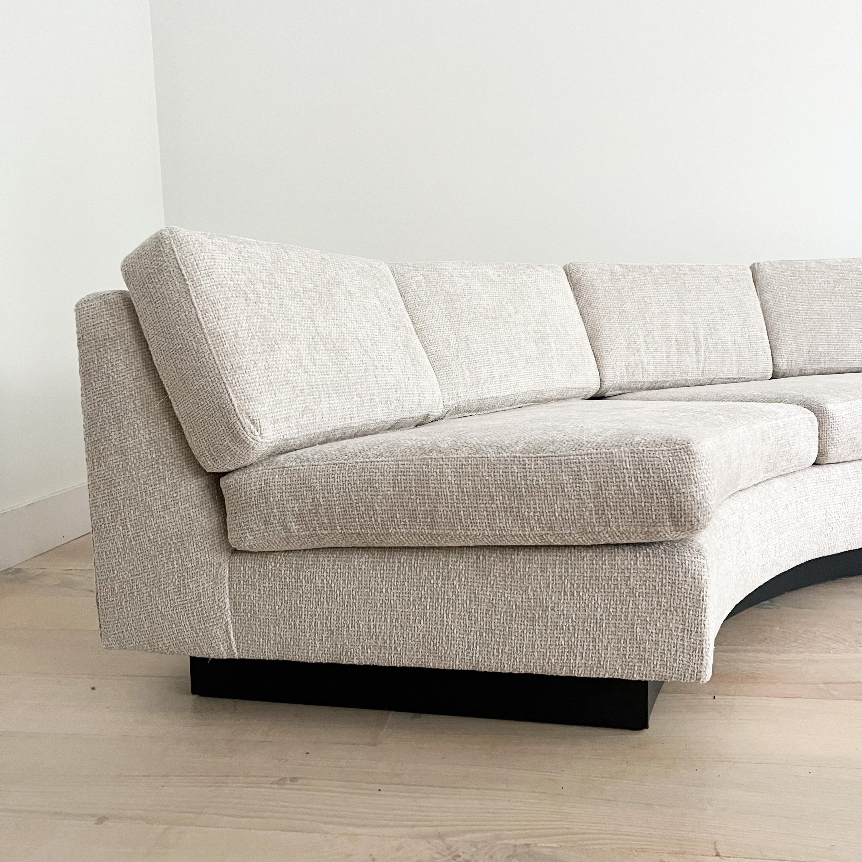 Mid-Century Modern Mid Century Modern Semi-Circle Round Sectional Sofa - New Basketweave Upholstery