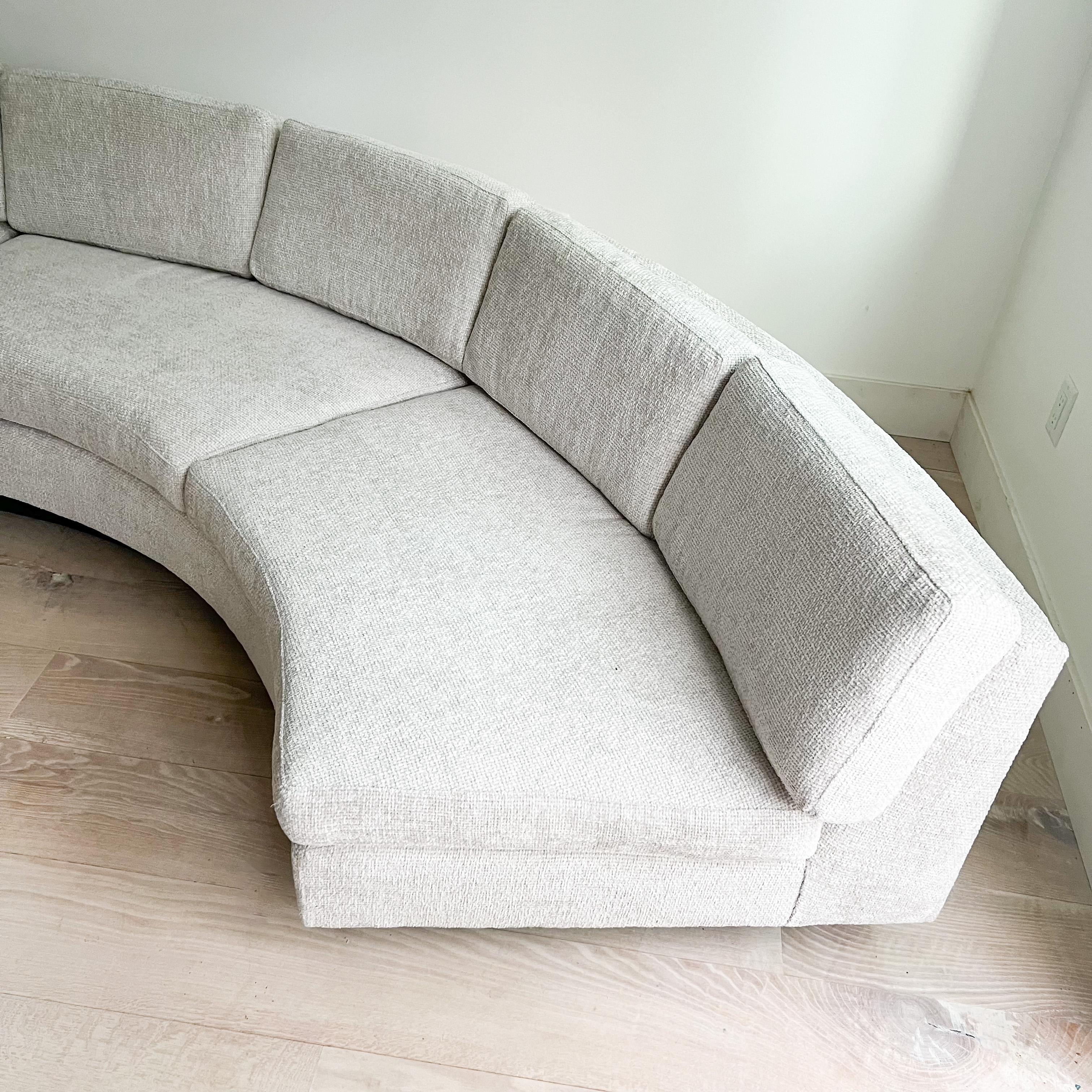 Mid-20th Century Mid Century Modern Semi-Circle Round Sectional Sofa - New Basketweave Upholstery