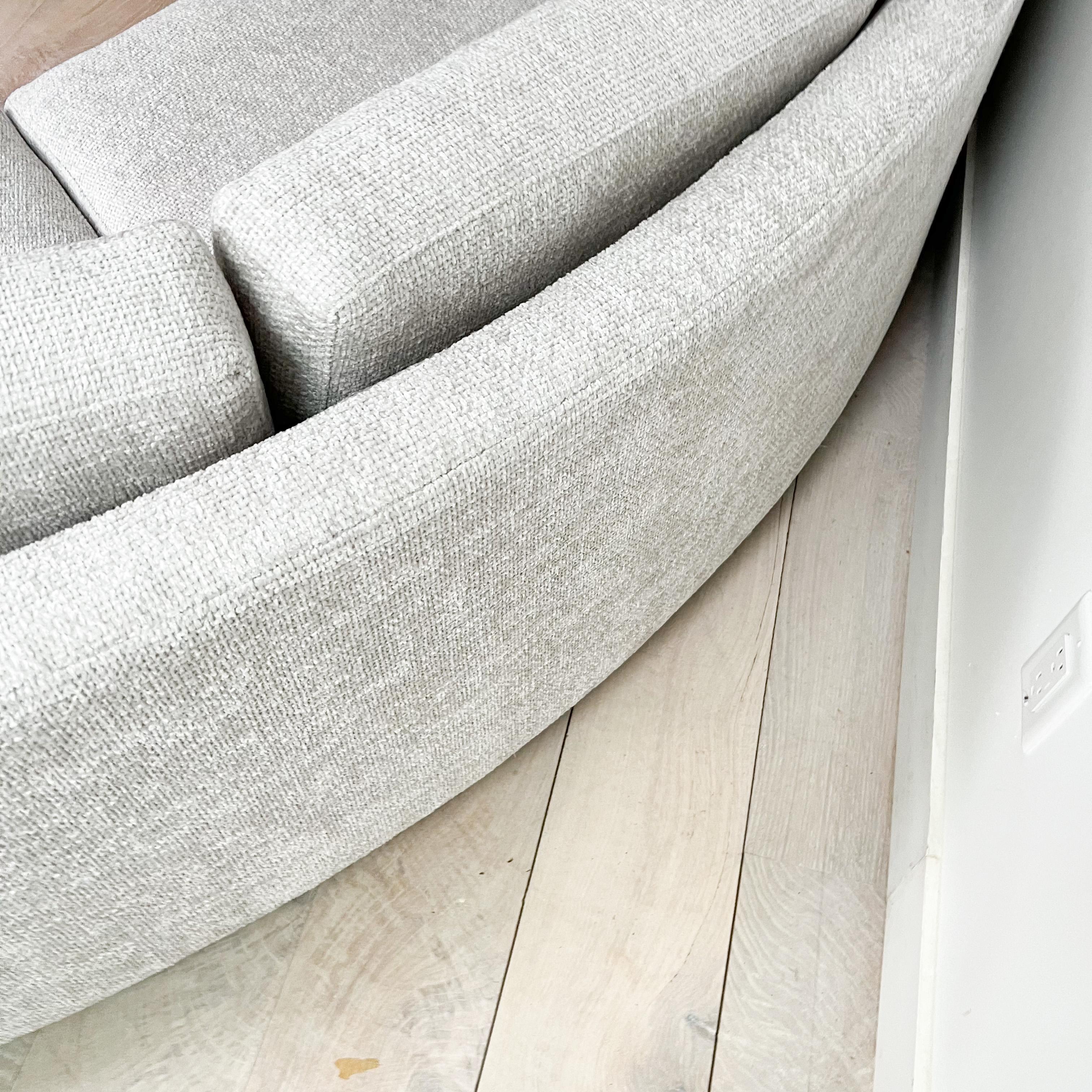 Mid Century Modern Semi-Circle Round Sectional Sofa - New Basketweave Upholstery 1