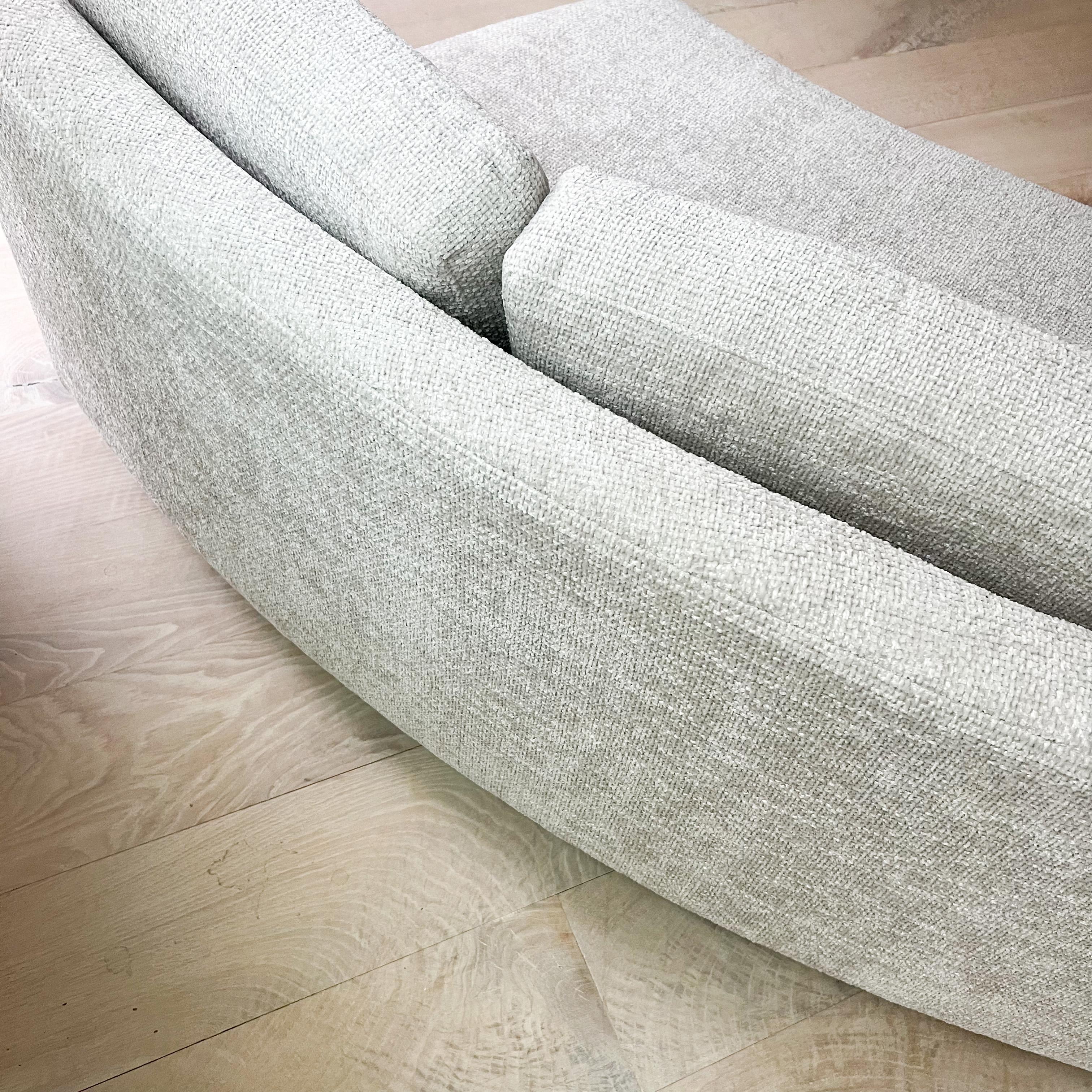 Mid Century Modern Semi-Circle Round Sectional Sofa - New Basketweave Upholstery 2