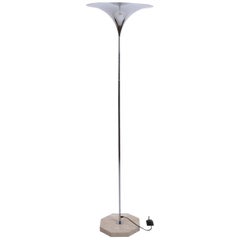 Mid-Century Modern Semi Floor Lamp with Travertine Base, Italy, 1970