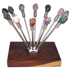 Mid Century Modern Semi Precious Stones appetizer Picks cocktail Skewers Jeweled