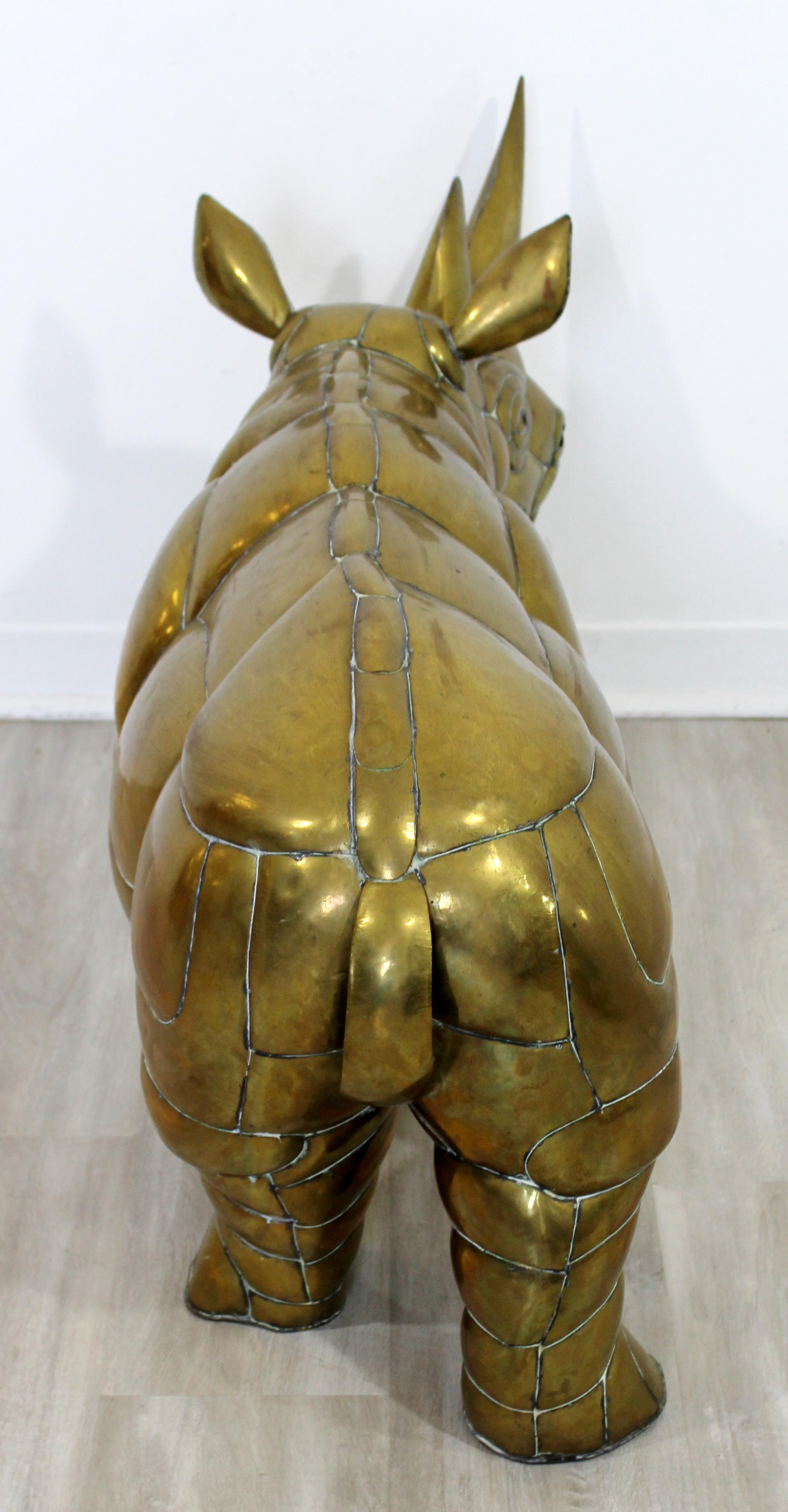 Mid-Century Modern Sergio Bustamante Brass Rhino Table Floor Sculpture, 1970s 5
