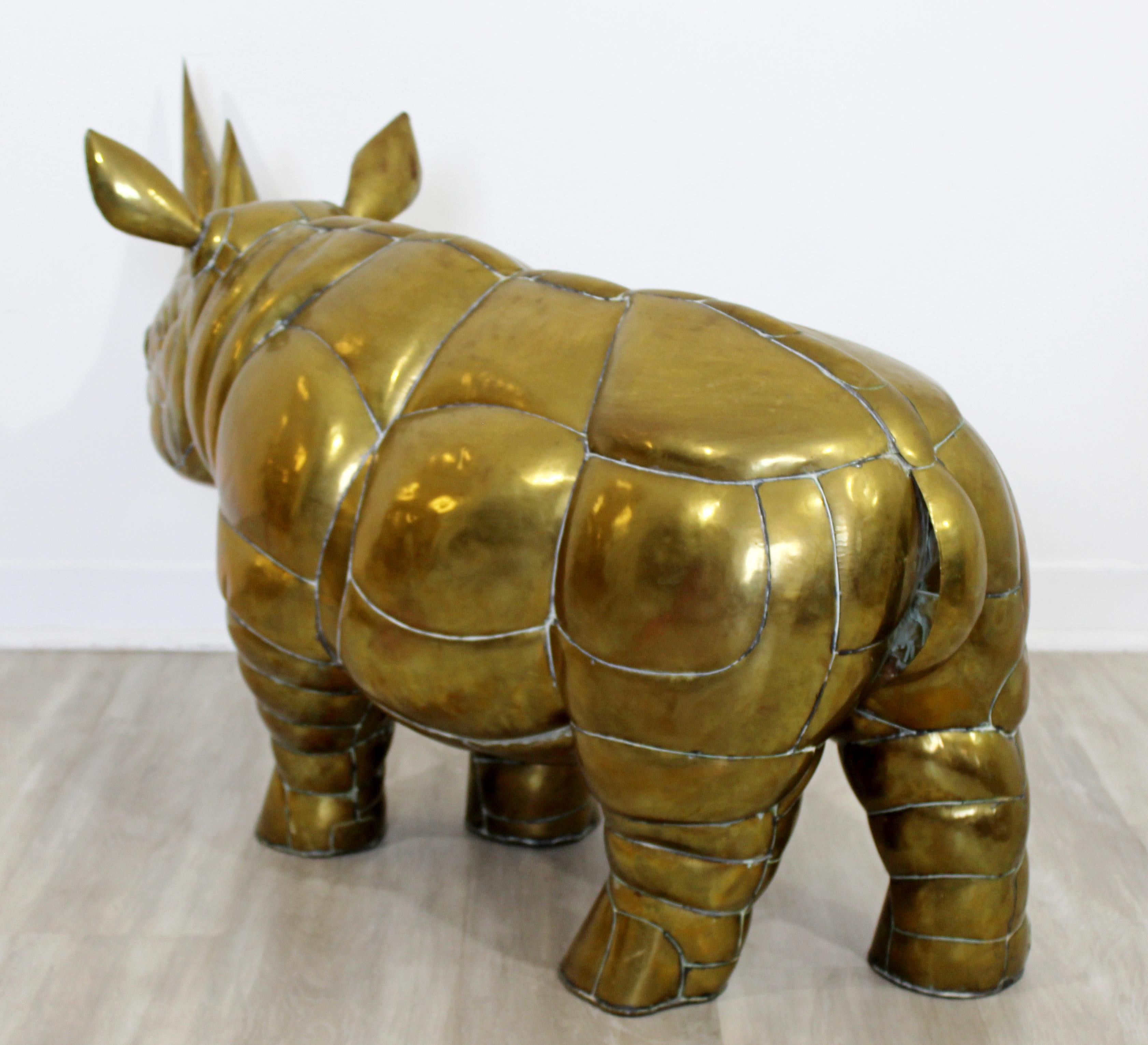 Mid-Century Modern Sergio Bustamante Brass Rhino Table Floor Sculpture, 1970s 4