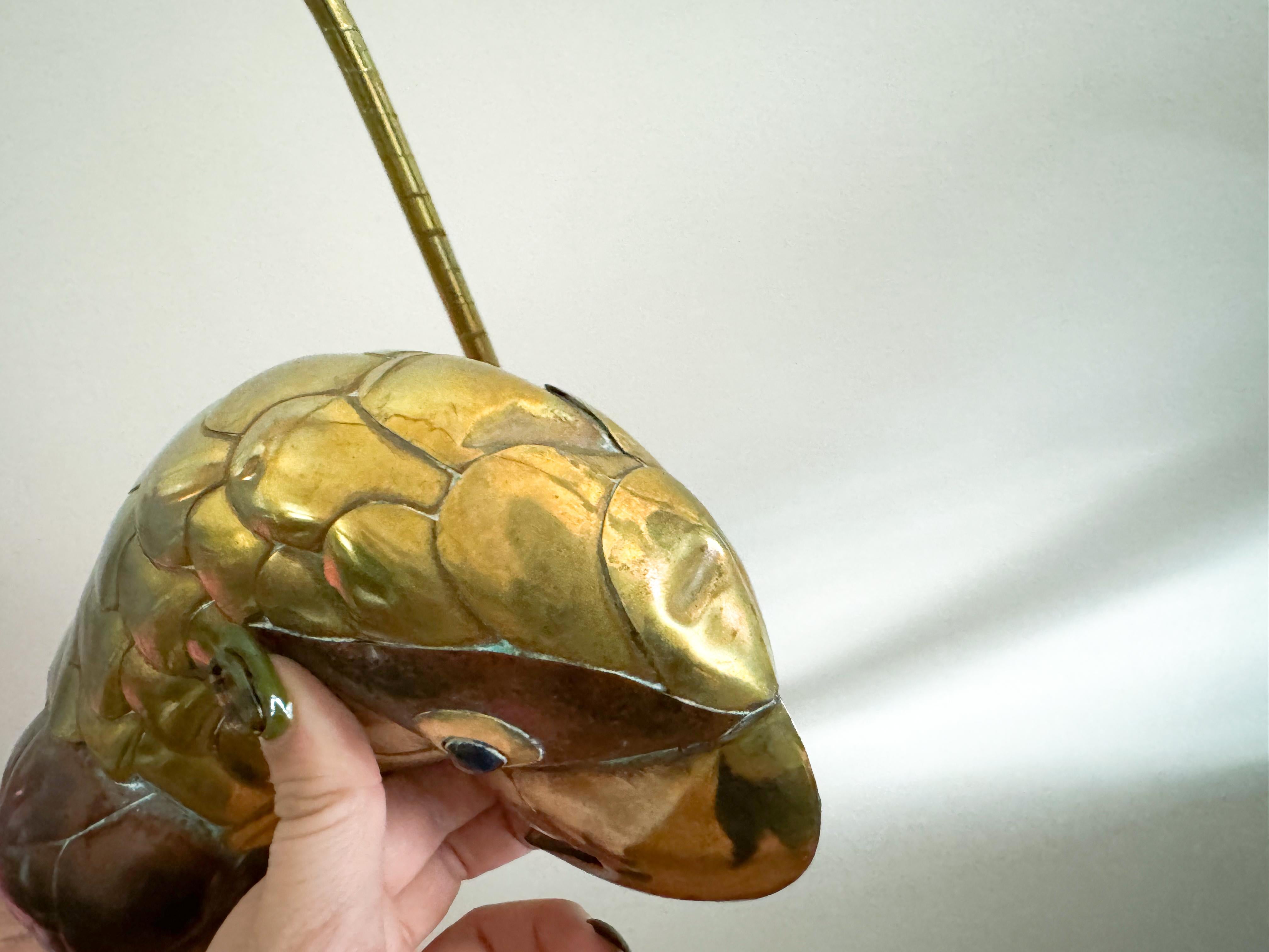 Mid Century Modern Sergio Bustamante Parrot Brass Sculpture 1970s 1