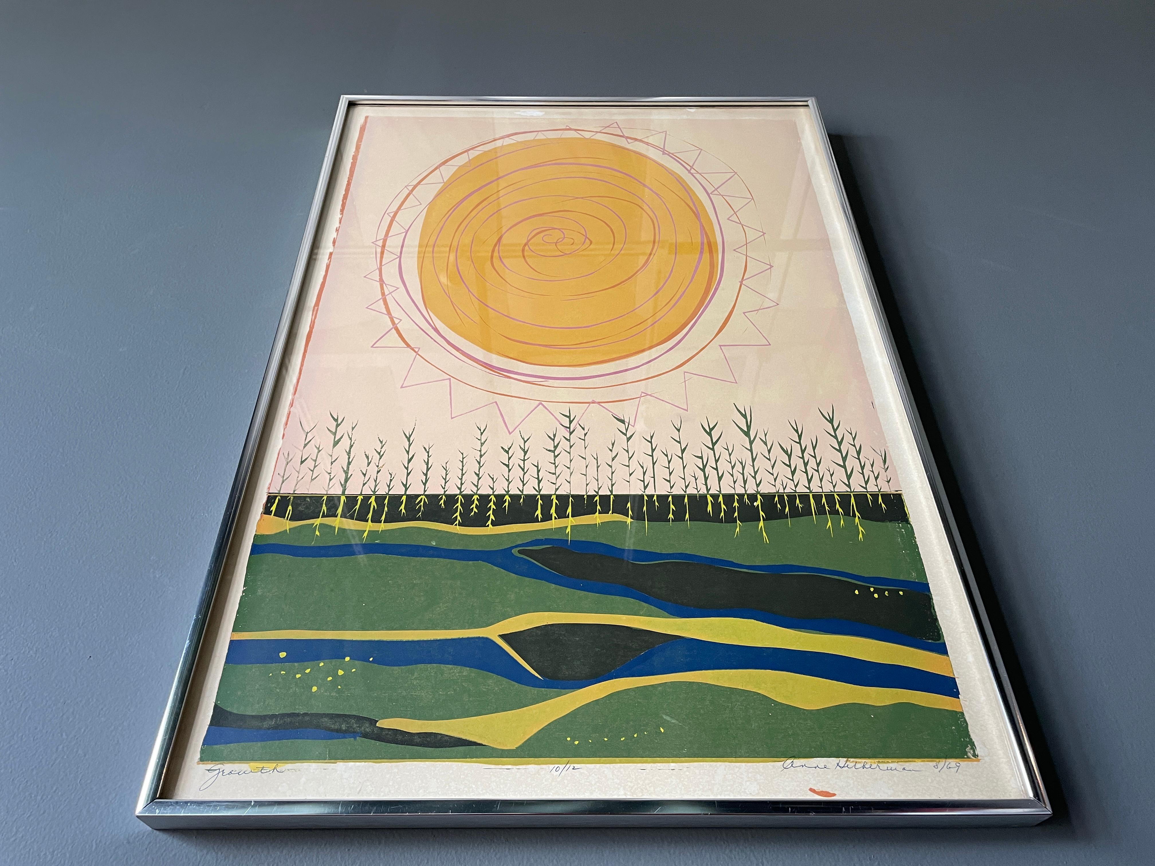 Paper Mid-Century Modern Serigraph by Anne Hilberman Dated 1969