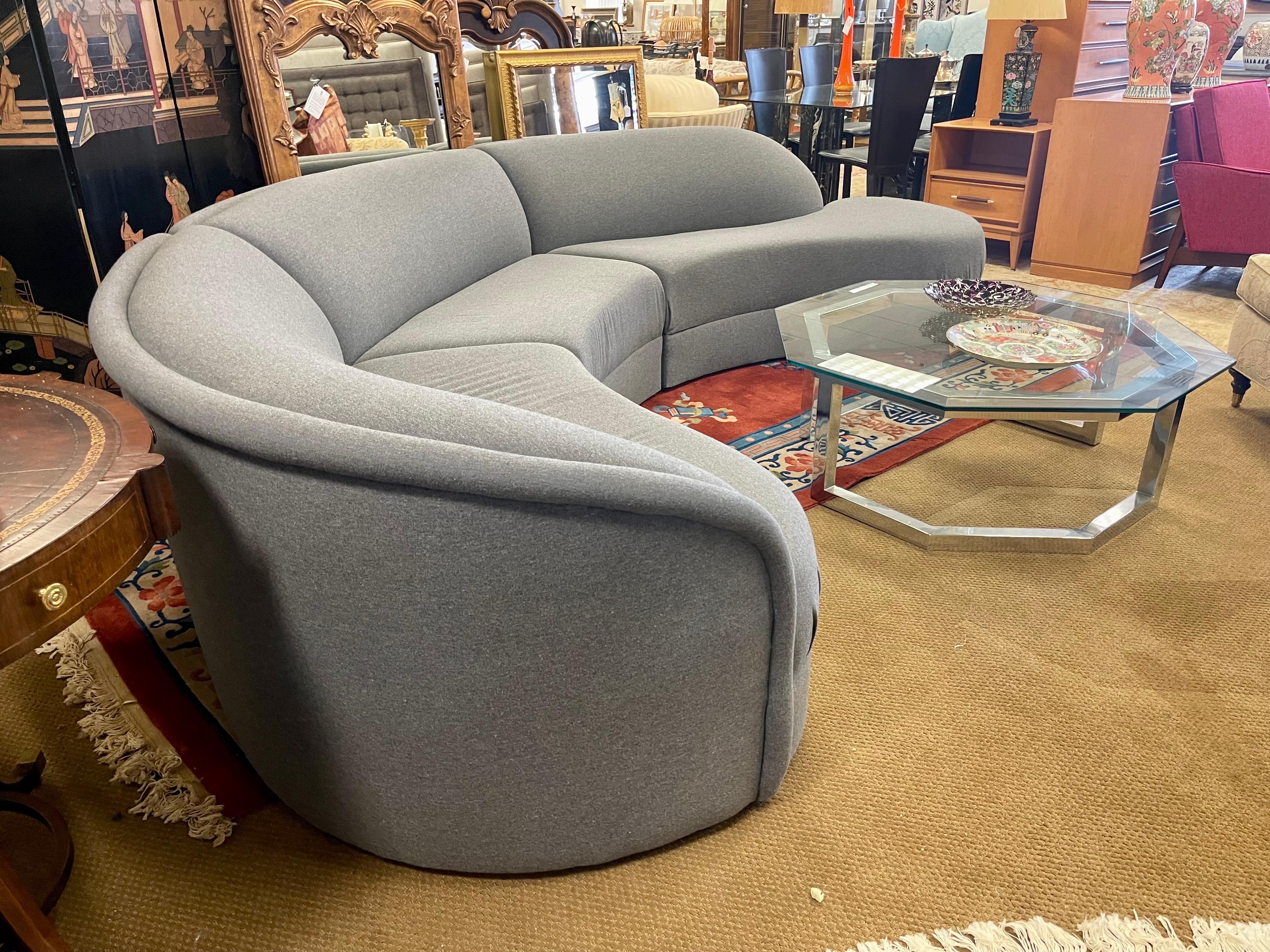 Mid-Century Modern Serpentine Cloud 3PC Sectional Sofa Medium Gray 8