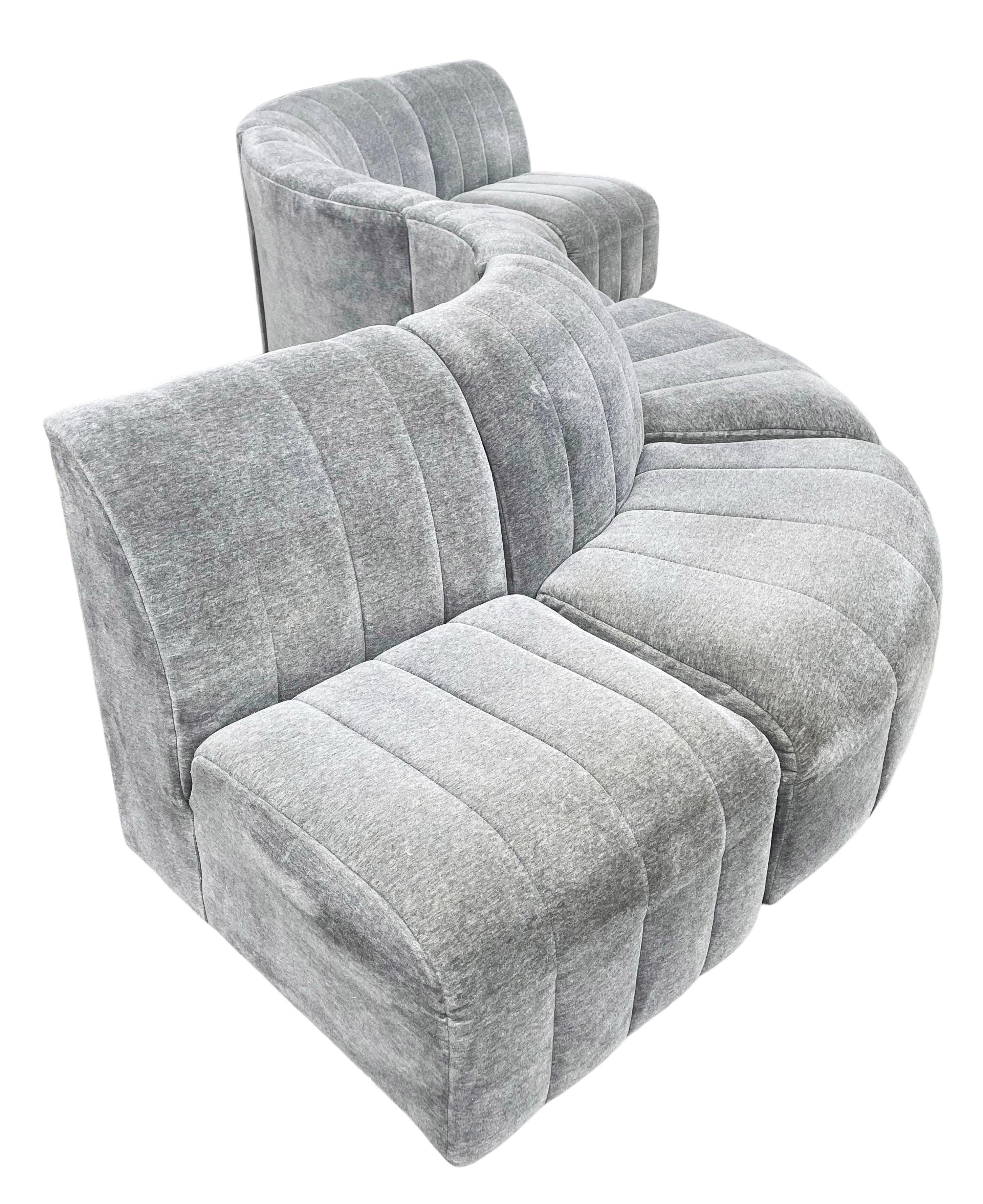 Mid-20th Century Mid-Century Modern Serpentine Milo Baughman Modular Sectional Sofa in Gray