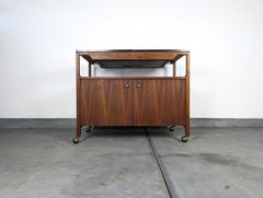 Mid Century Modern Serving Bar Cart with Hot Plate by Brown Saltman, c1960s