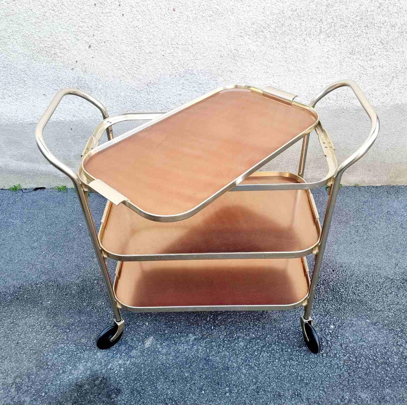 Chariot de service moderne du milieu du siècle Produit par Kaymet, Royaume-Uni, années 60 Bon état - En vente à Lucija, SI