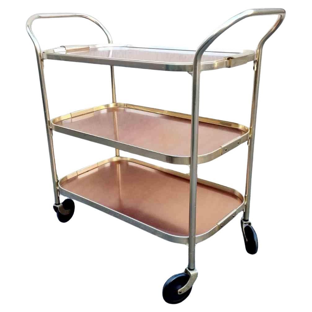 Chariot de service moderne du milieu du siècle Produit par Kaymet, Royaume-Uni, années 60 en vente