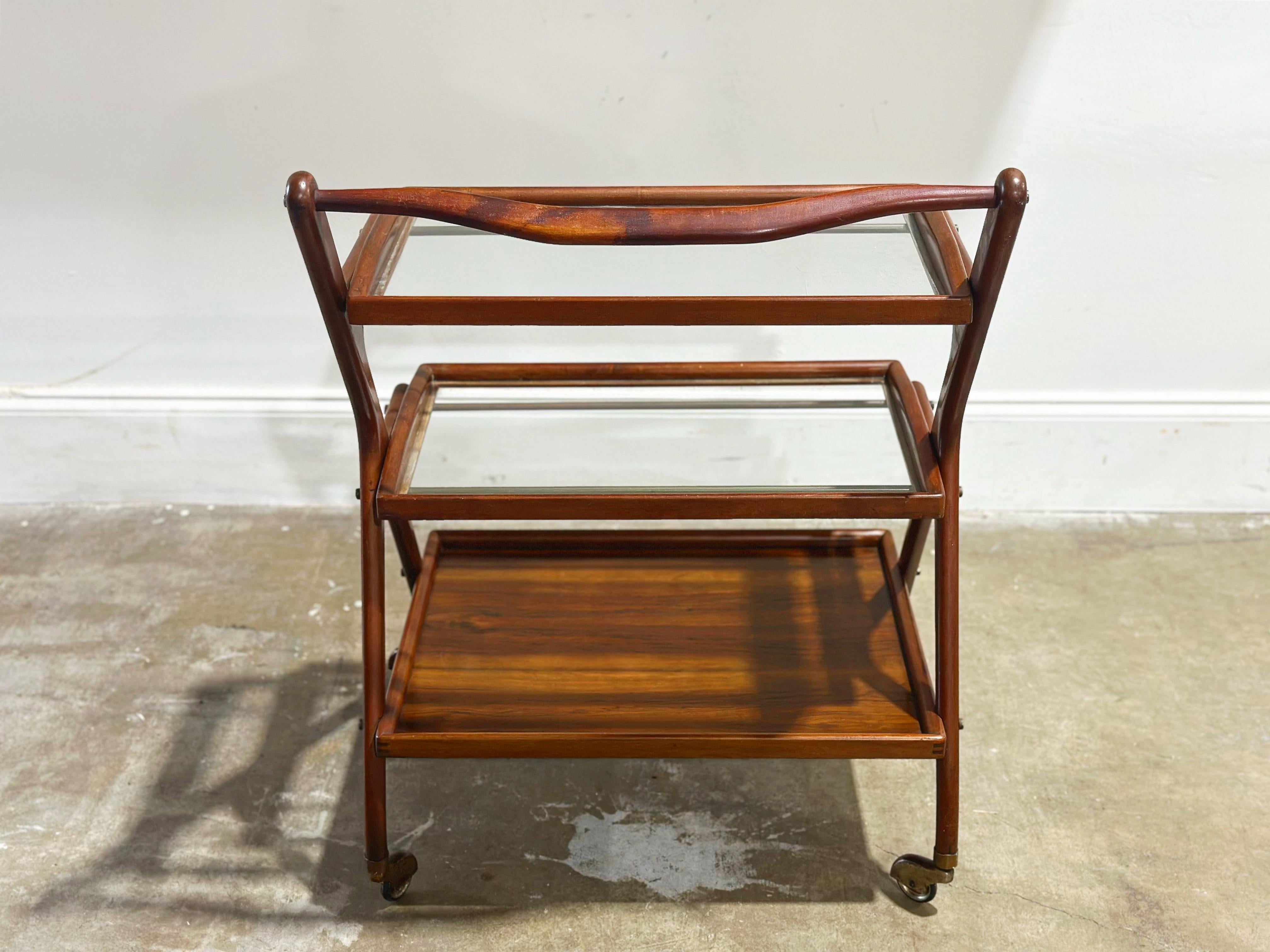Mid-20th Century Mid Century Modern Serving Cart after Ico Parisi - Italy circa 1950s - Mahogany For Sale