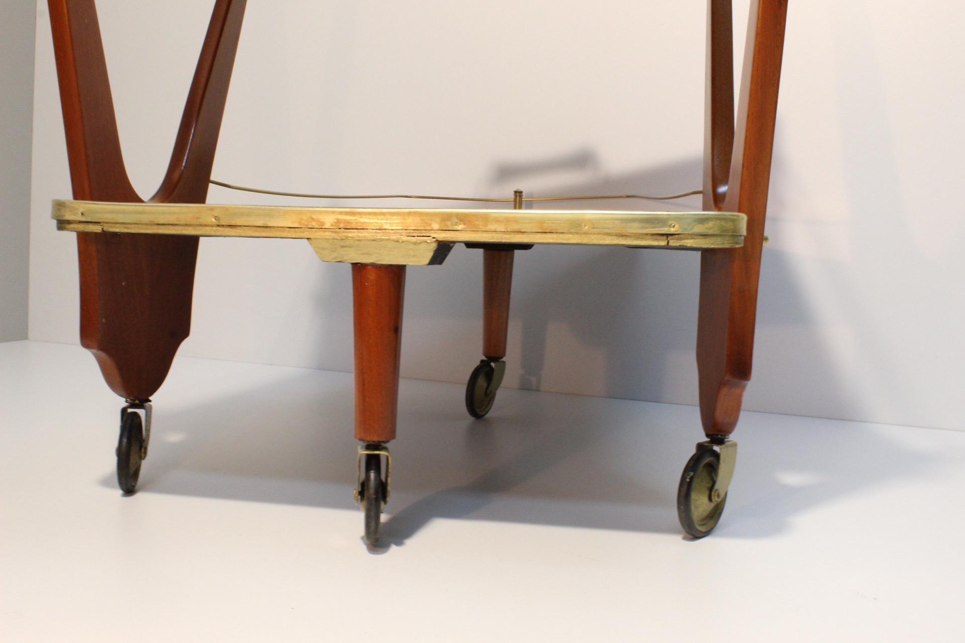 Brass Mid-Century Modern Serving Trolley Bar Cart