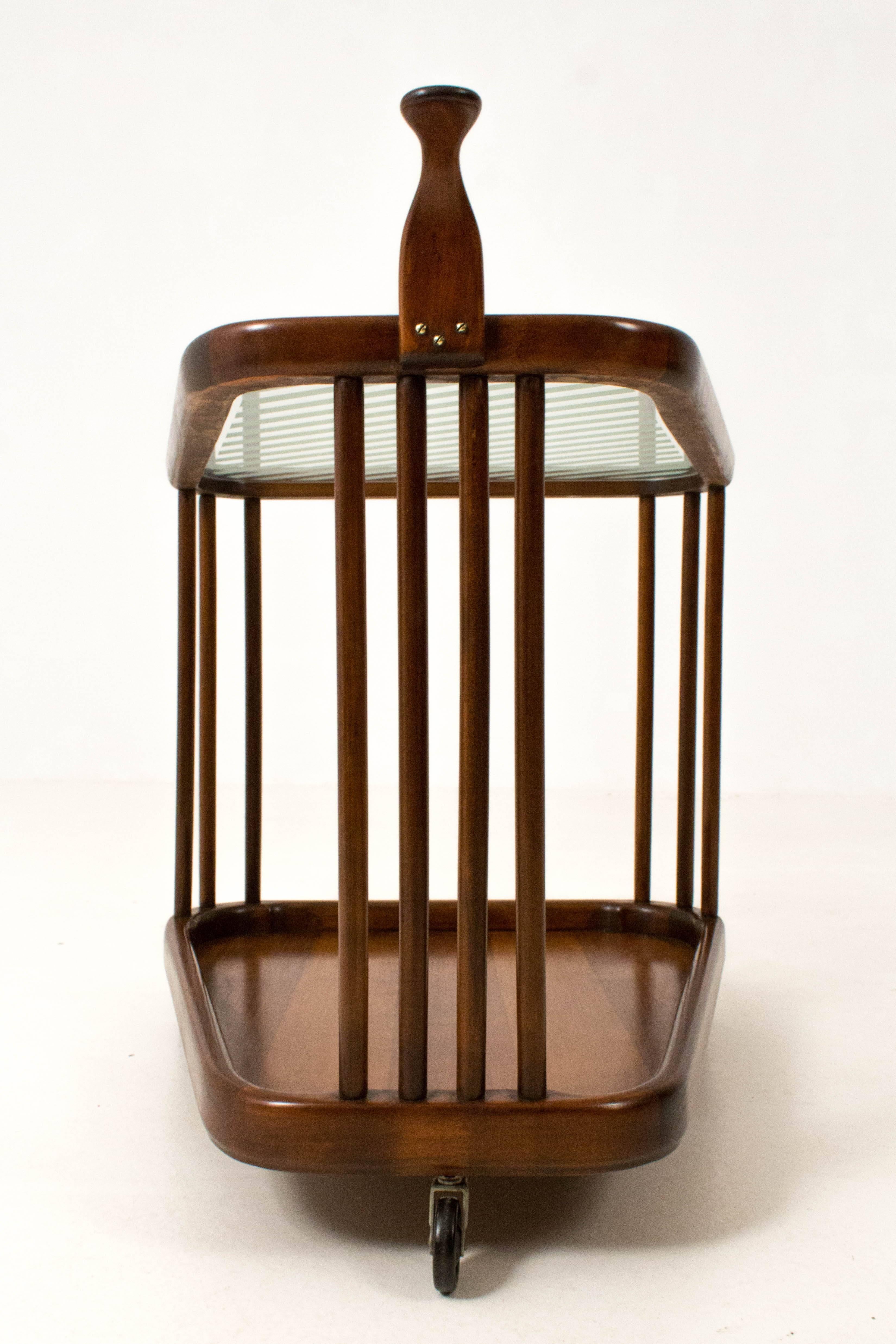 Etched Mid-Century Modern Serving Trolley Cesare Lacca Style, 1960s