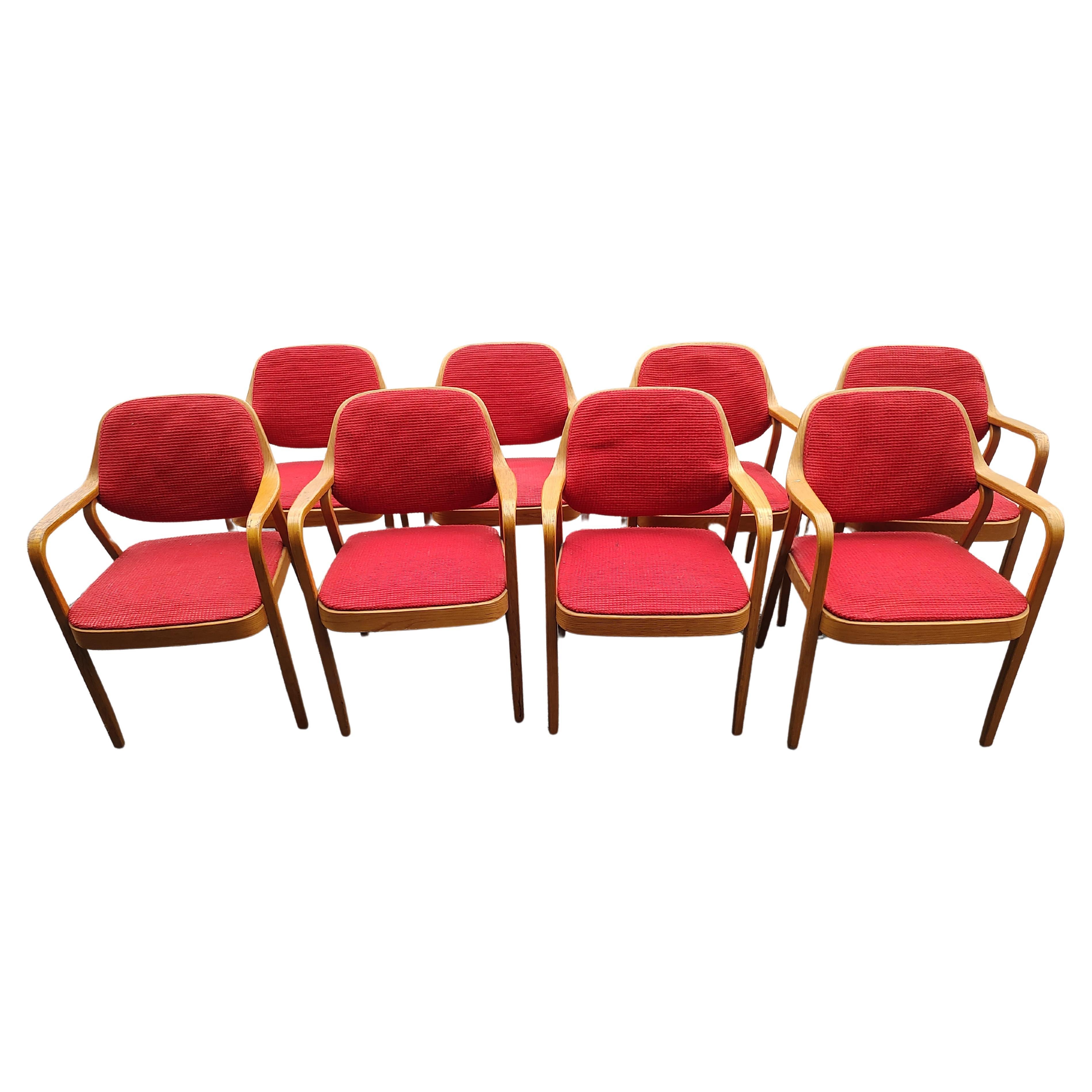 Mid Century Modern Set 10 Esszimmer-Konferenzraumstühle Bill Stephens für Knoll  (Ende des 20. Jahrhunderts) im Angebot