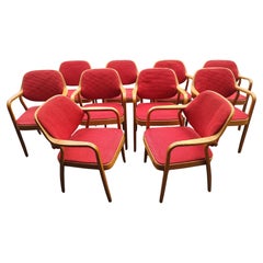 Mid Century Modern Set 10 Esszimmer-Konferenzraumstühle Bill Stephens für Knoll 