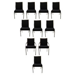 Mid Century Modern Set 10 Milo Baughman Curved Chrome Dining Chairs 1980’s