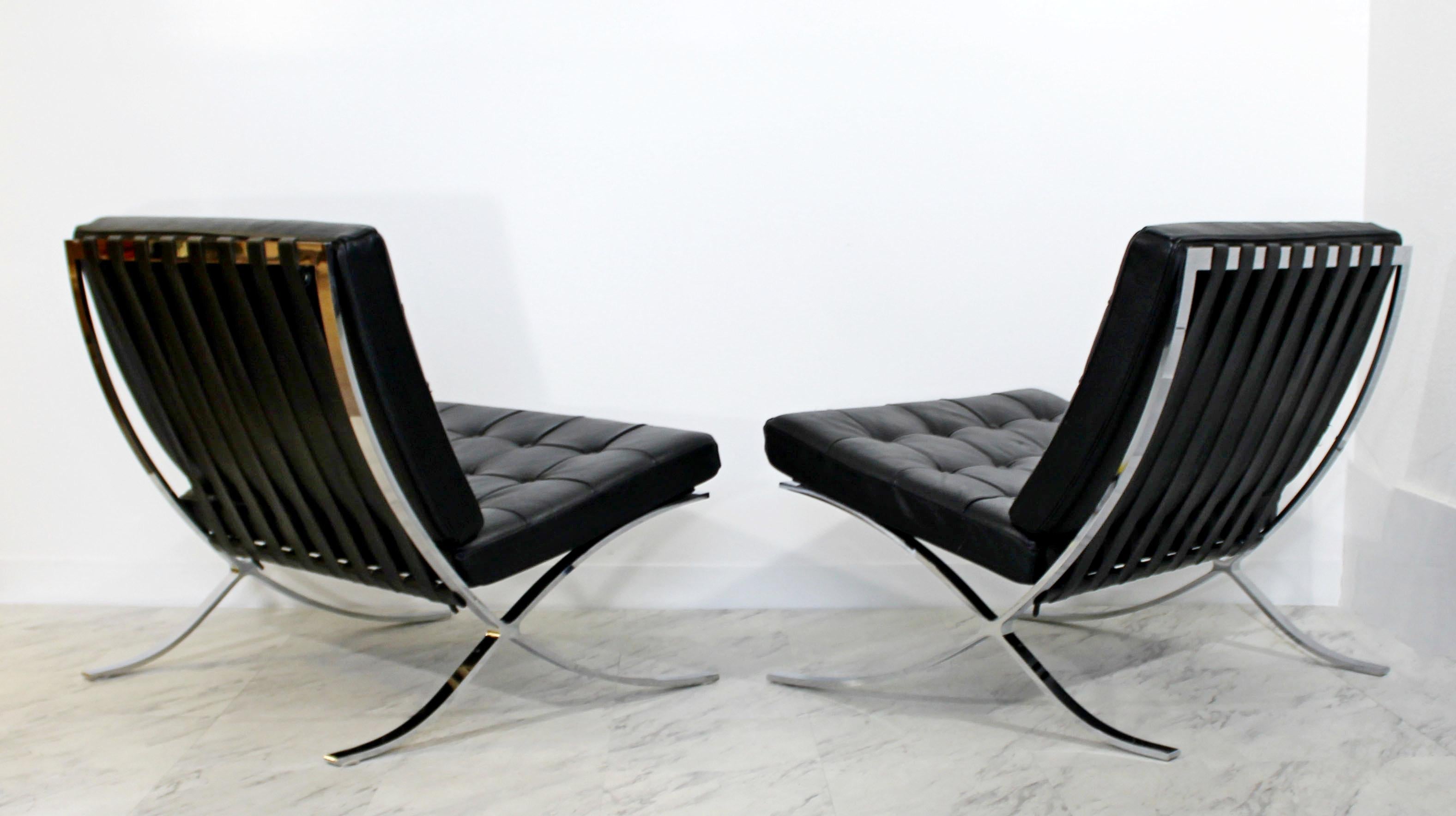 Mid-Century Modern Set 4 Chrome Black Leather Barcelona Style Chair Italy, 1970s 2
