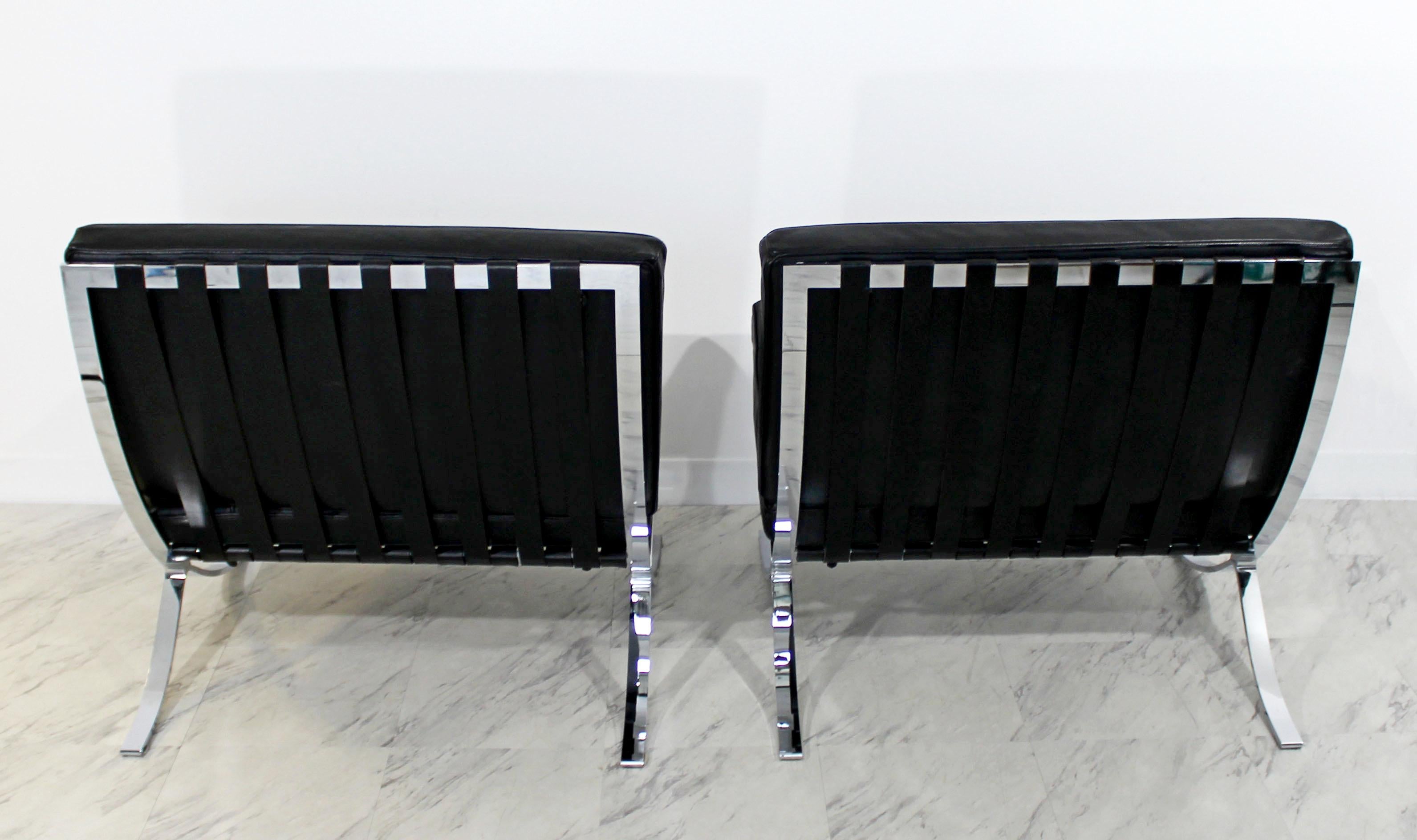 Mid-Century Modern Set 4 Chrome Black Leather Barcelona Style Chair Italy, 1970s 3