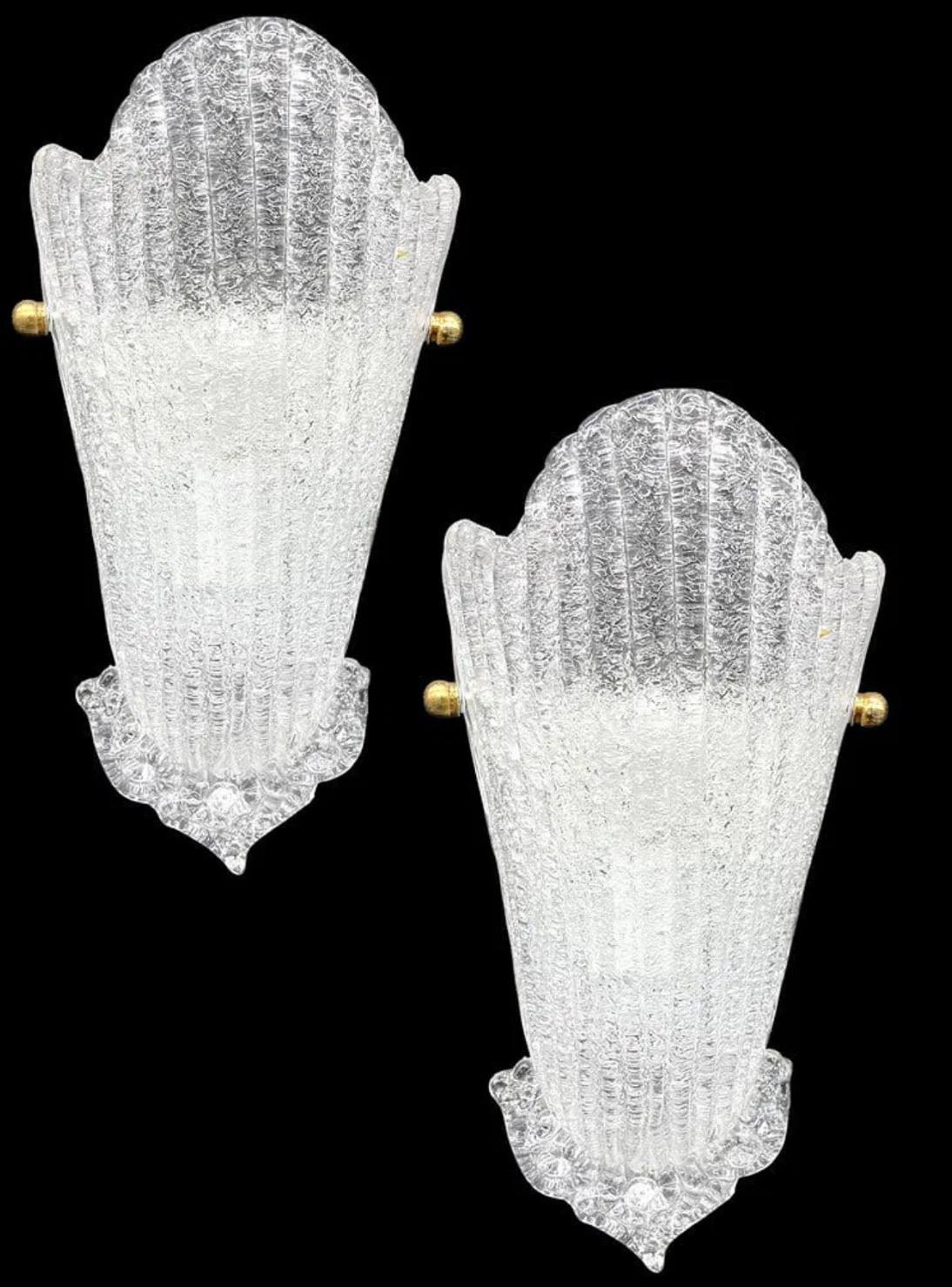 Set di 4 lampade da parete in vetro artistico italiano di Murano Barovier&Toso In condizioni buone in vendita a Roslyn, NY