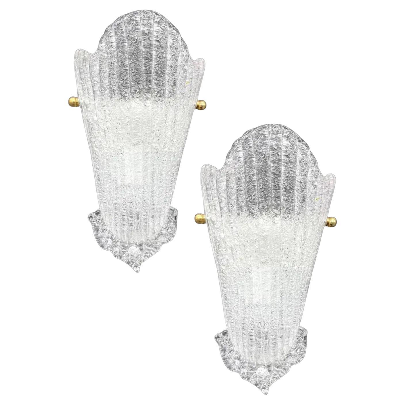 Set di 4 lampade da parete in vetro artistico italiano di Murano Barovier&Toso