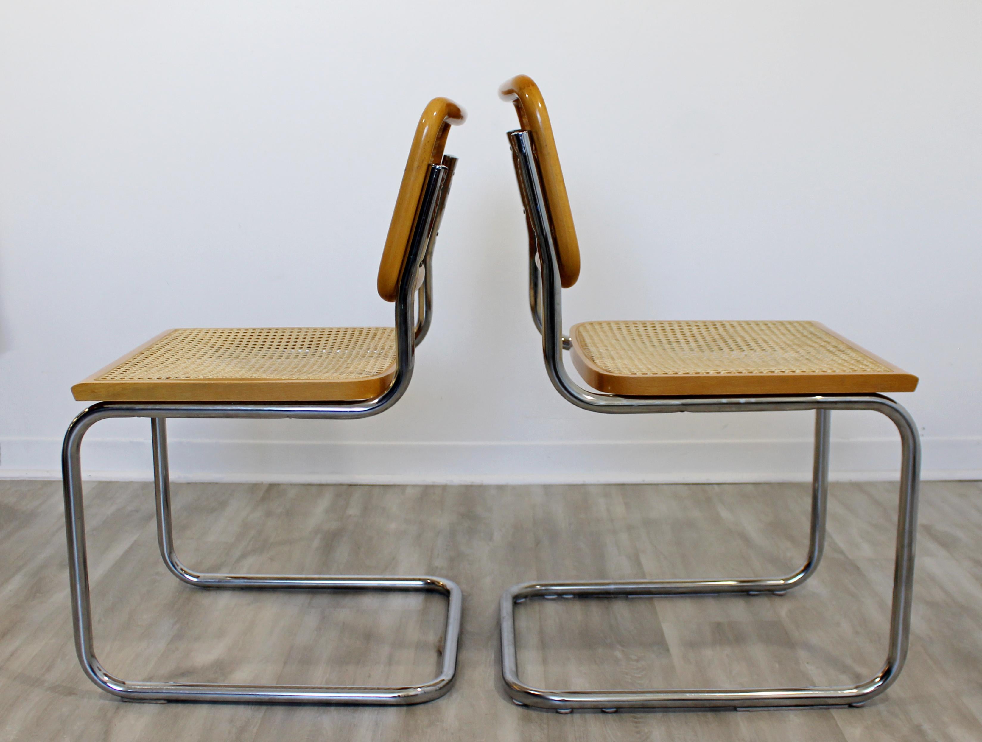Mid-Century Modern Set of 4 Marcel Breuer Cane Cantilever Chrome Side Chairs 1