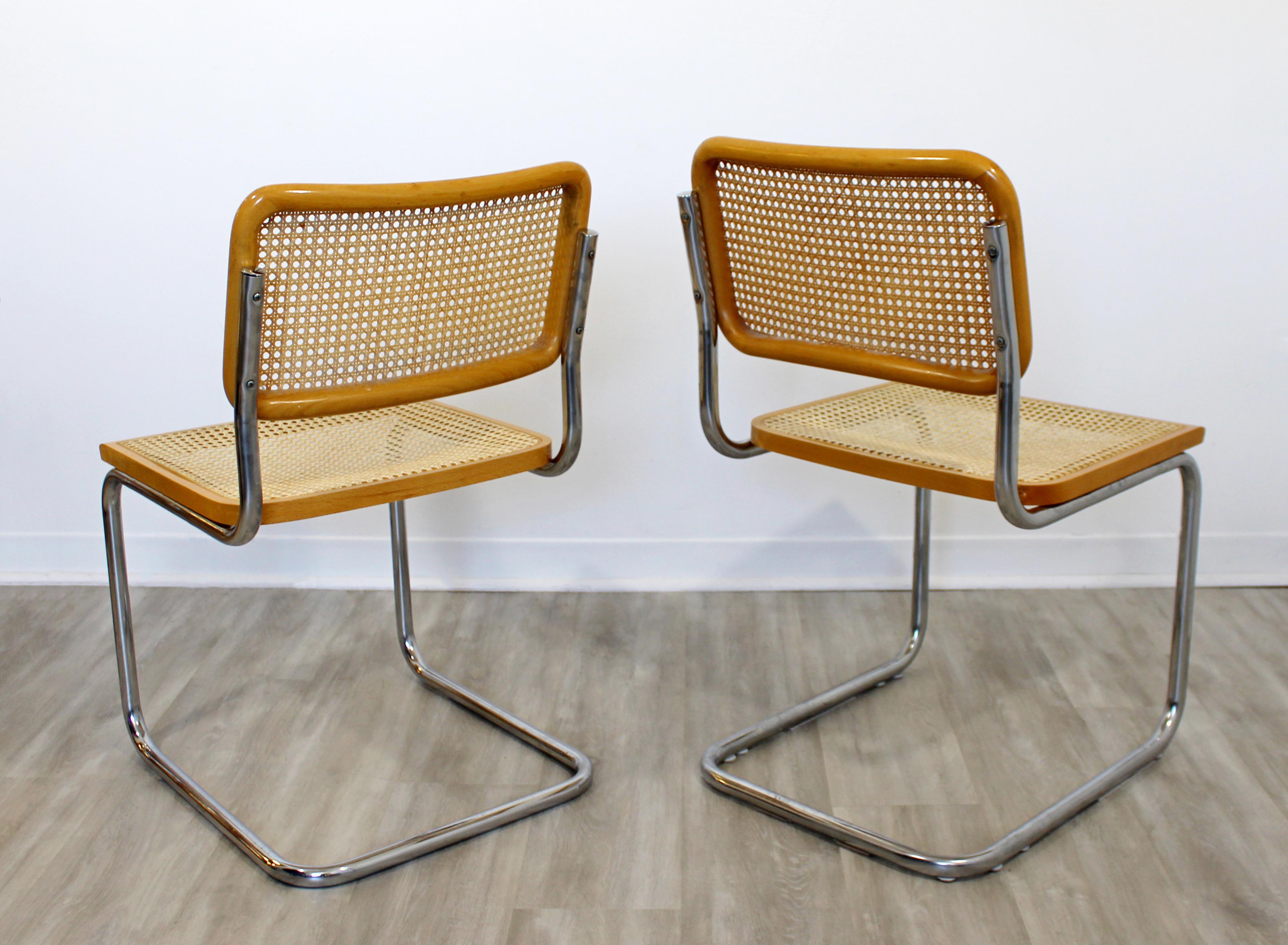 Mid-Century Modern Set of 4 Marcel Breuer Cane Cantilever Chrome Side Chairs 2