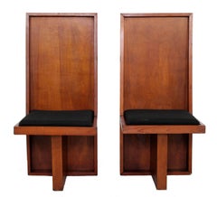 Mid-Century Modern Set of Six High Back Frank Lloyd Wright Style Dining Chairs