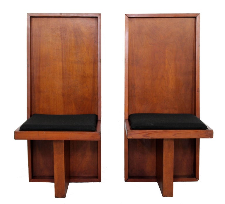 Mid-Century Modern Set of Six High Back Frank Lloyd Wright Style Dining ...