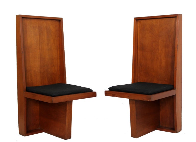 Mid-Century Modern Set of Six High Back Frank Lloyd Wright Style Dining ...