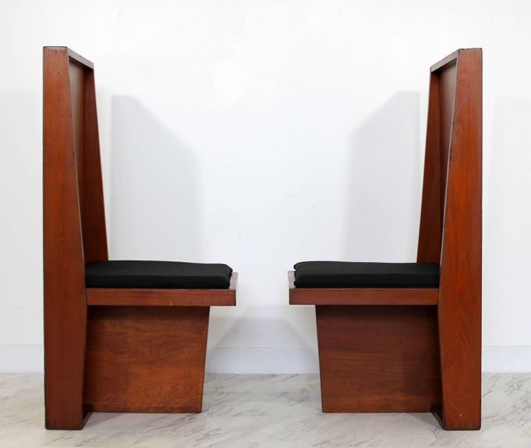 Mid-Century Modern Set of Six High Back Frank Lloyd Wright Style Dining ...