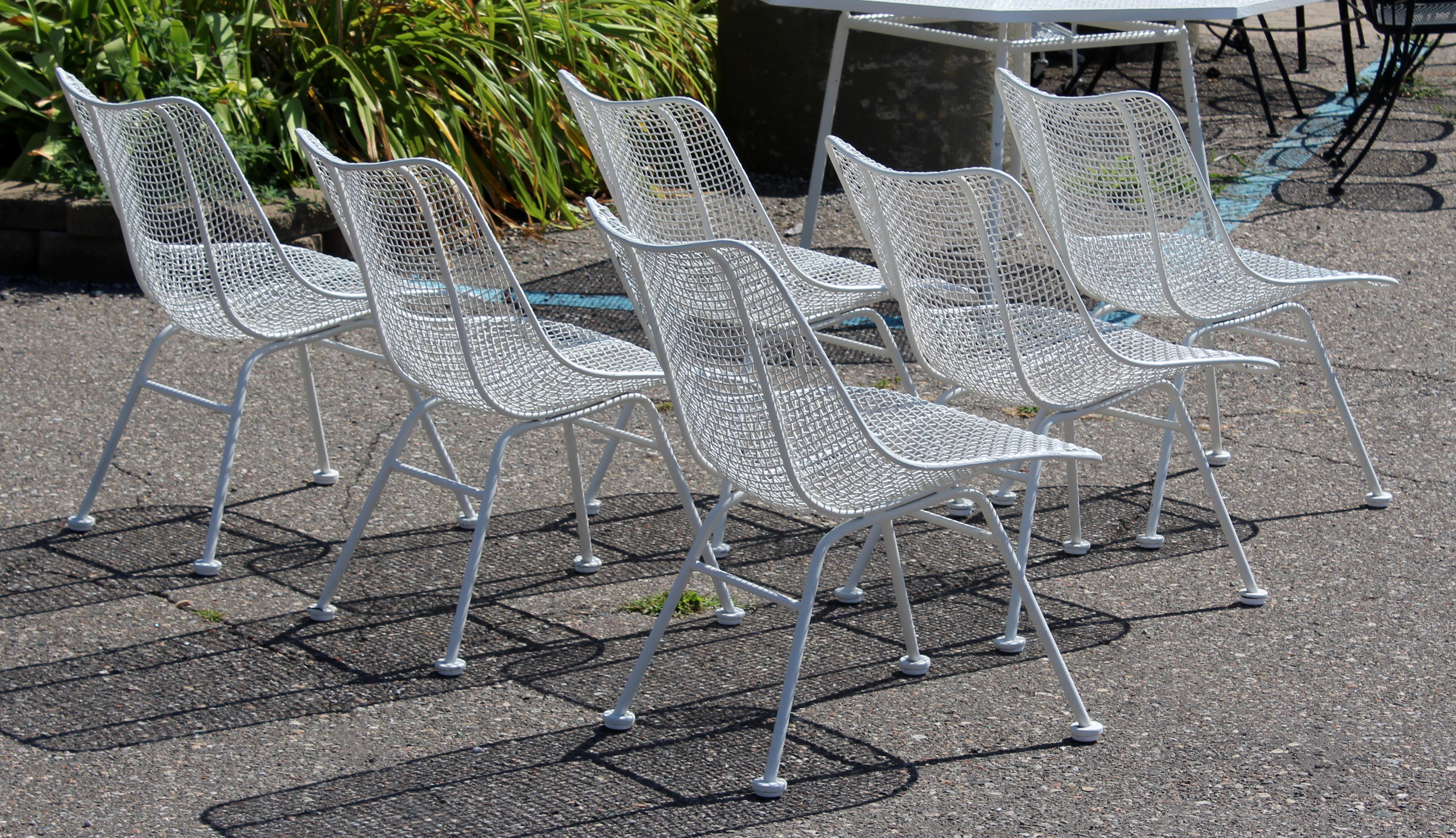Mid-20th Century Mid-Century Modern Set of 6 Woodard Sculptura Patio Outdoor Lounge Side Chairs