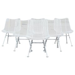 Used Mid-Century Modern Set of 6 Woodard Sculptura Patio Outdoor Lounge Side Chairs