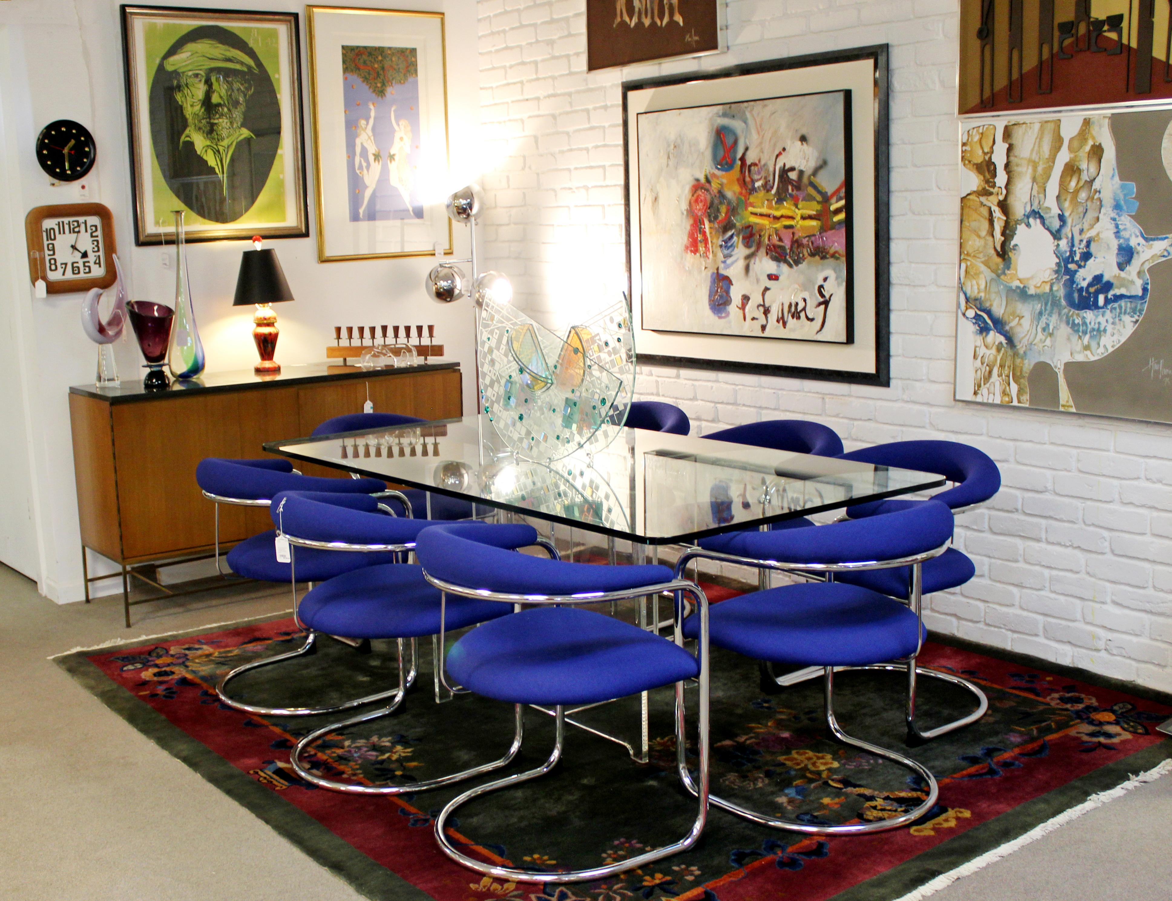Mid-Century Modern Set 8 Chrome Dining Armchairs Lorenz Thonet 1970s Model SS33 5