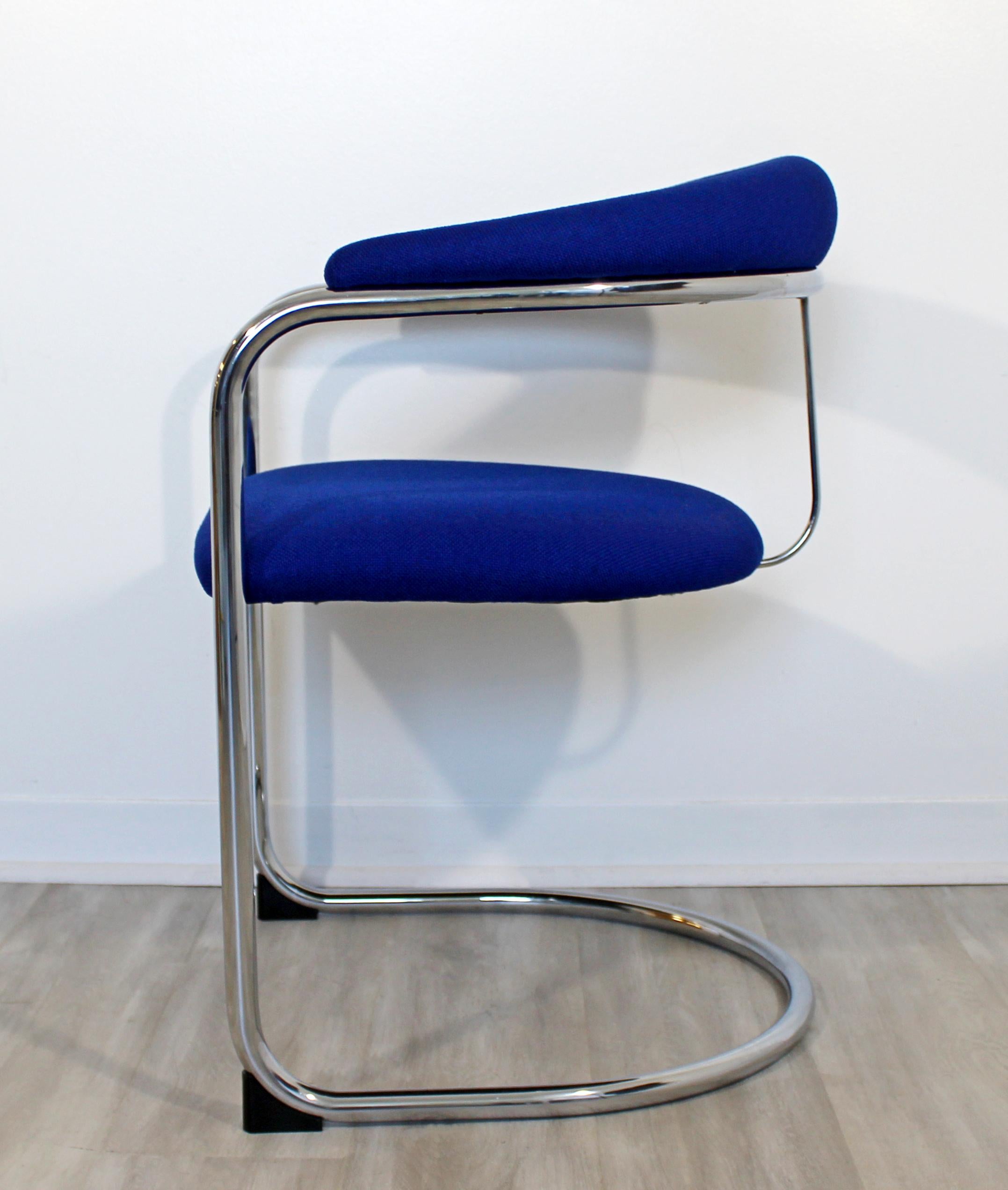 Mid-Century Modern Set 8 Chrome Dining Armchairs Lorenz Thonet 1970s Model SS33 In Good Condition In Keego Harbor, MI