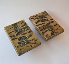 Mid-Century Modern Set Bronze Push & Pull Door Handles for Double Doors
