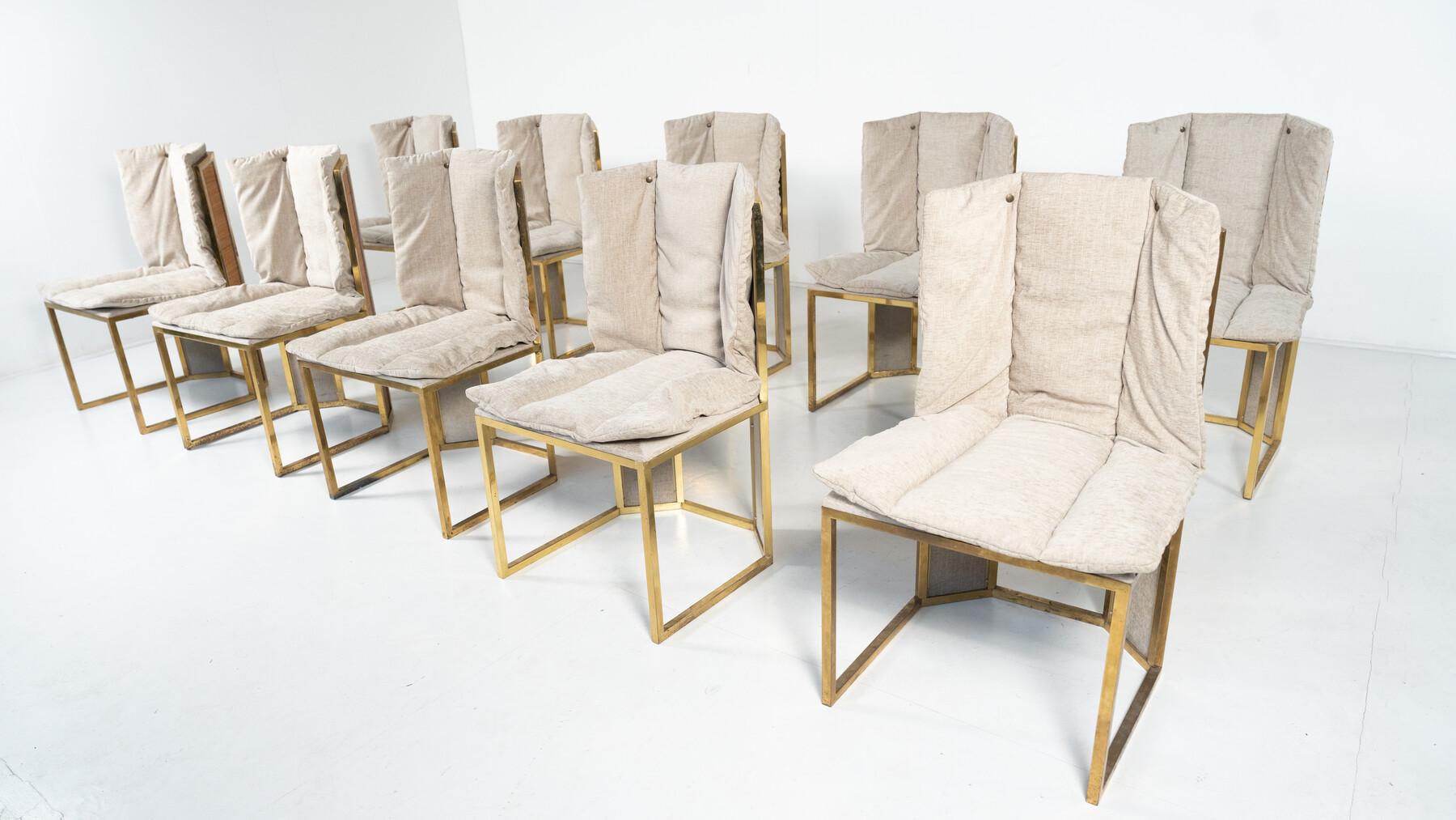 Set di 10 sedie moderne di Romeo Rega, Italia, anni '70 - Nuova tappezzeria in vendita 2